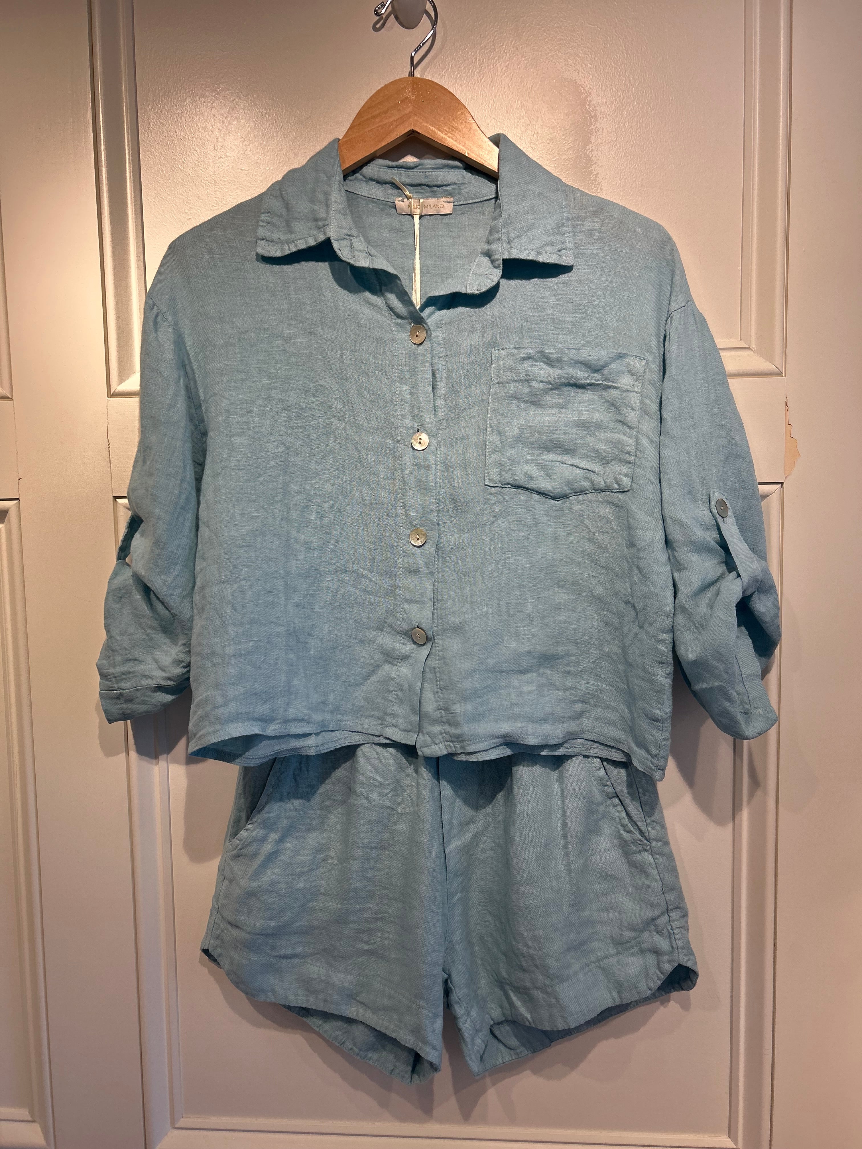 Milio Milano Linen Top Blue