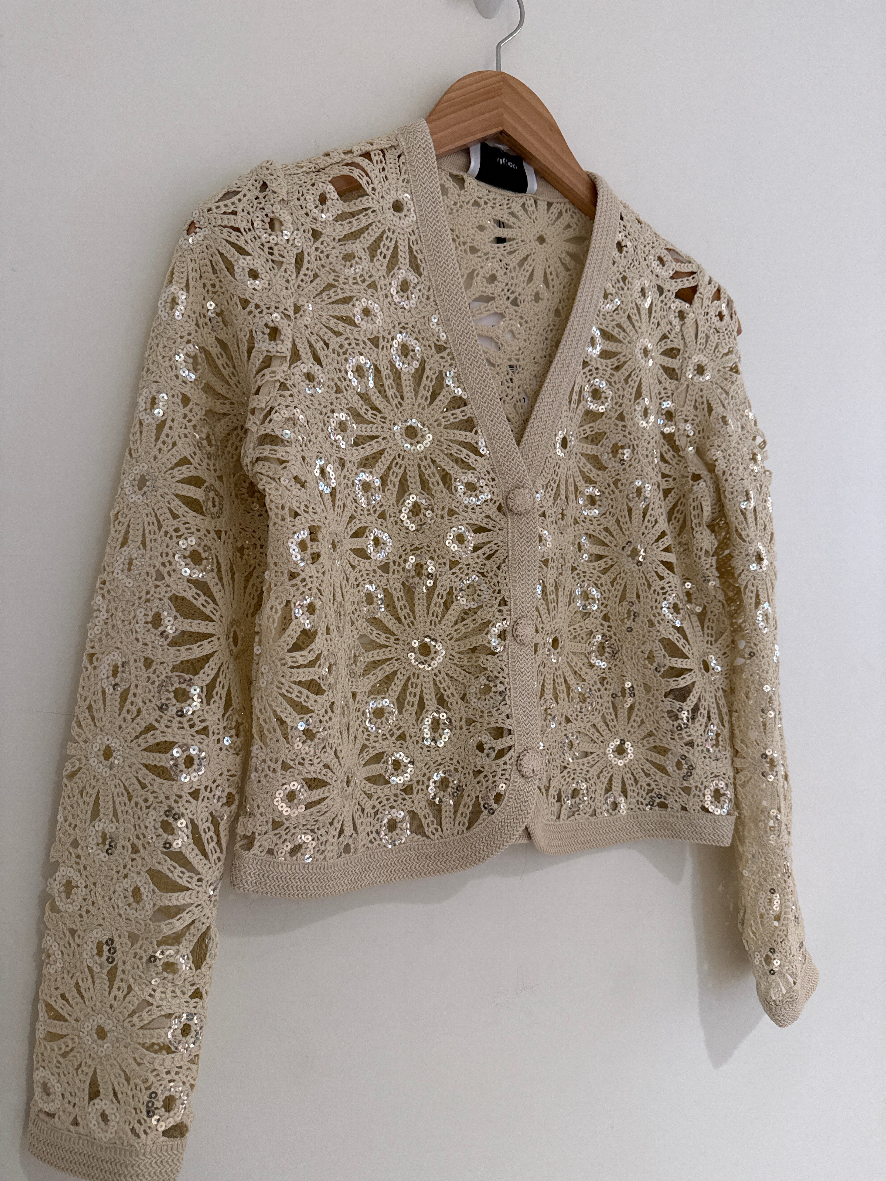 Suncoo Crochet Cardigan With Sequins