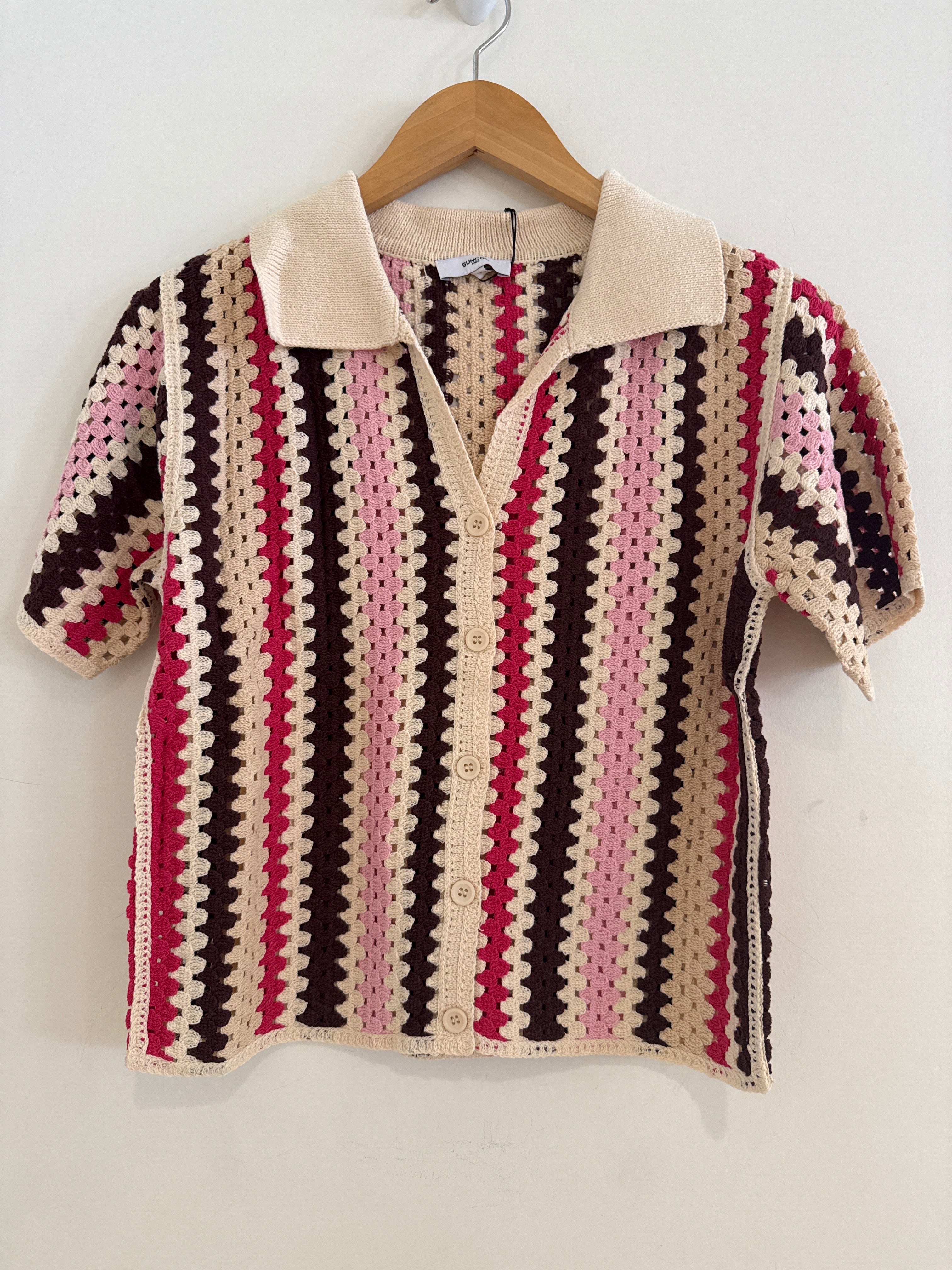 Suncoo Striped Button Front Sweater