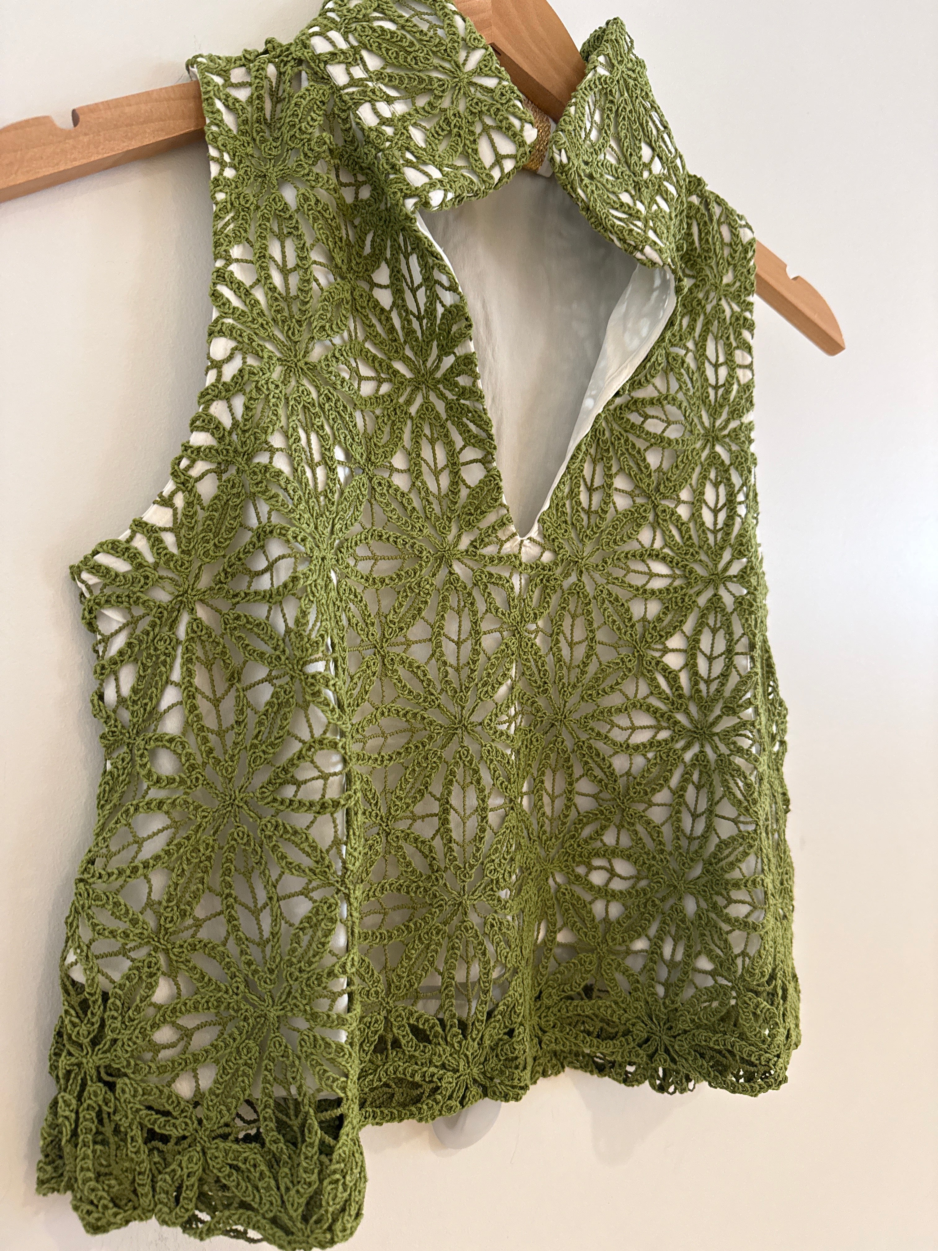 Emily McCarthy Lucy Tank Olive Crochet