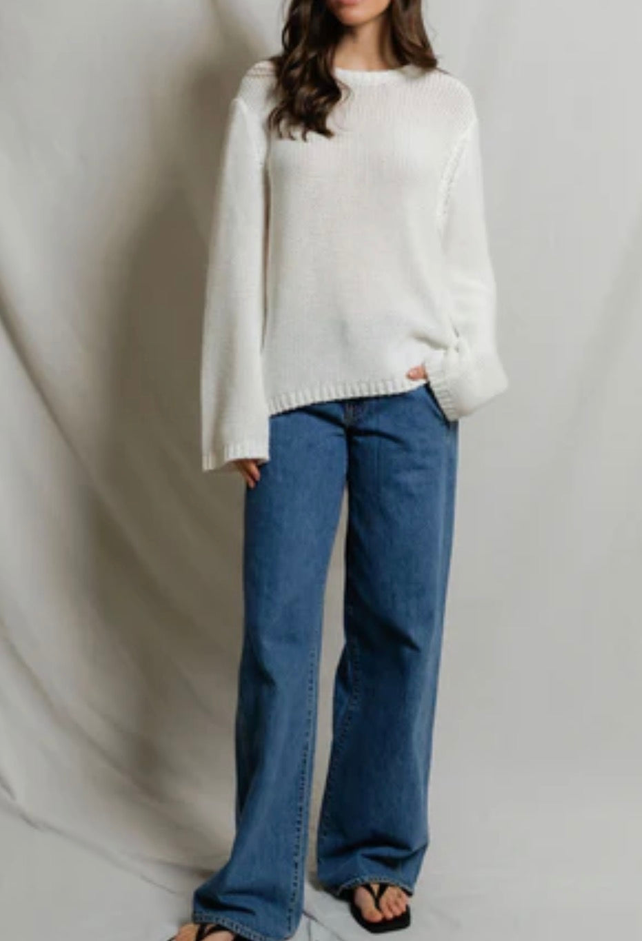 Perfect White Tee Margaret Boxy Crewneck Sweater White