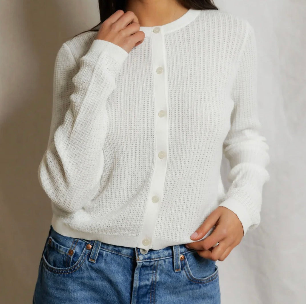 Perfect White Tee Ada Pointelle Cardigan White