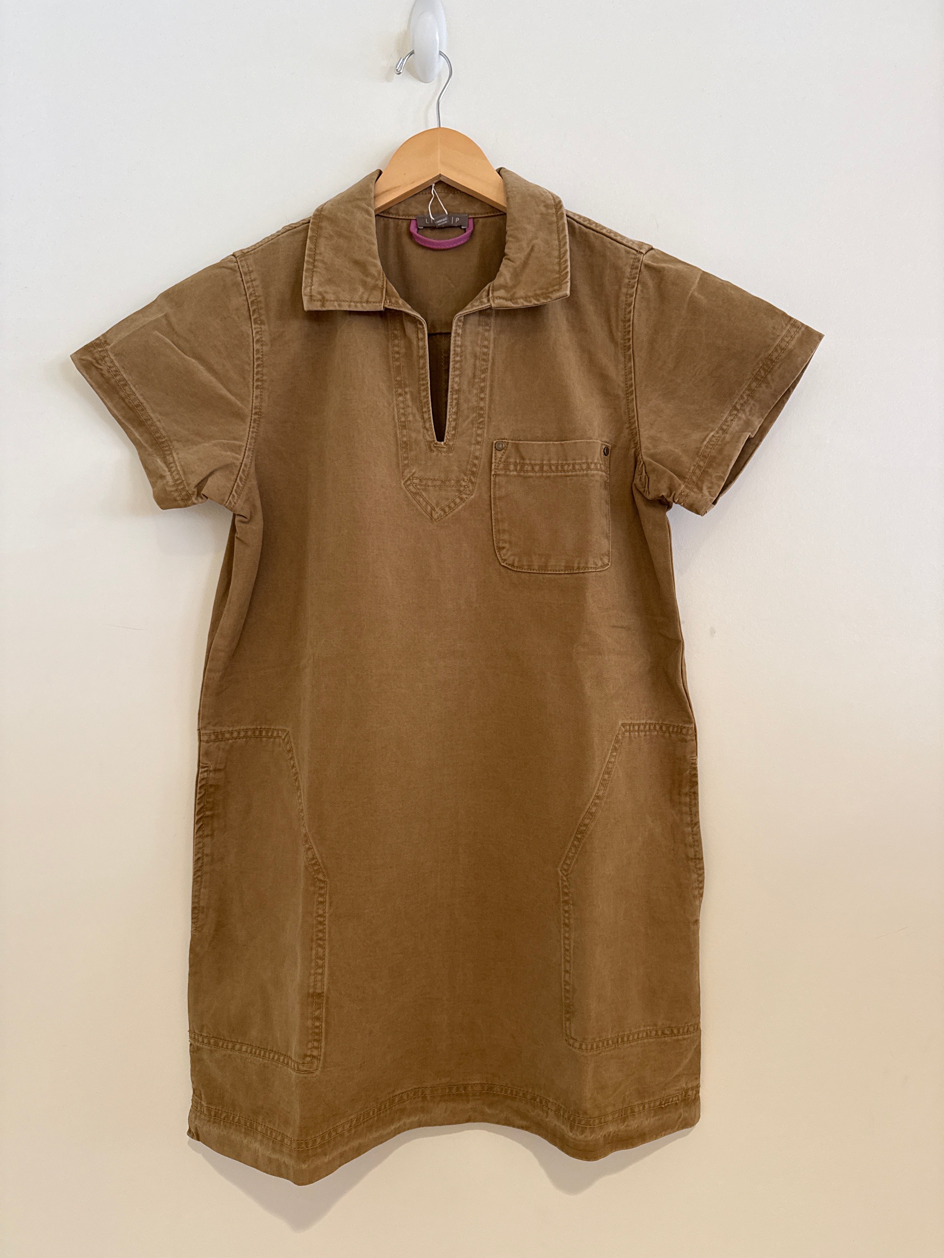 Lilla P V Neck Collared Dress Buckwheat