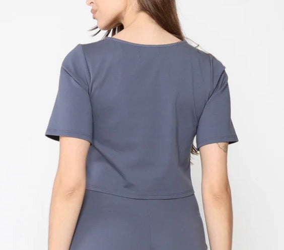 Ripley Rader Ponte Short Sleeve Top Sea Blue