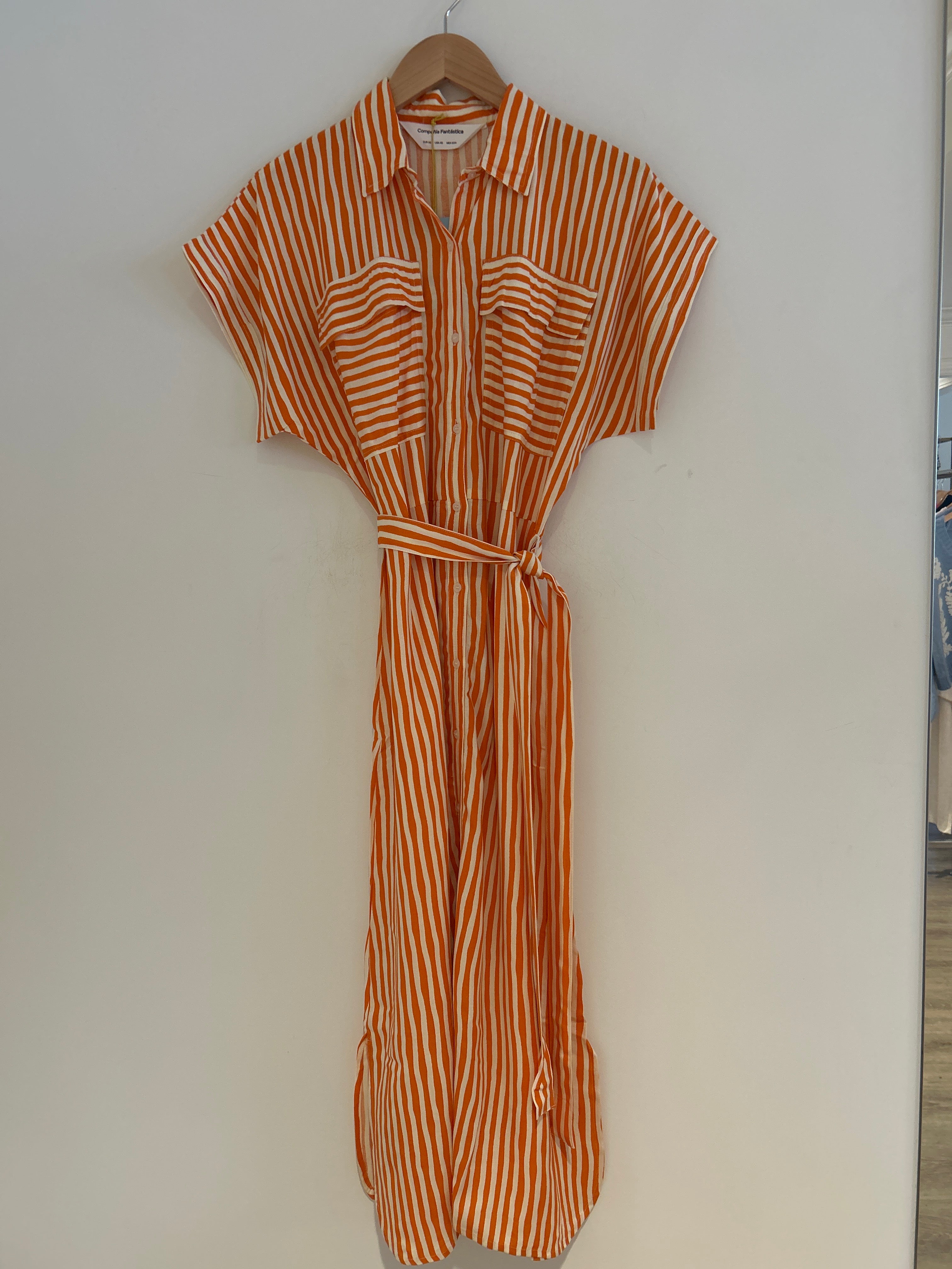 Compañia Fantastica Stripe Dress Orange