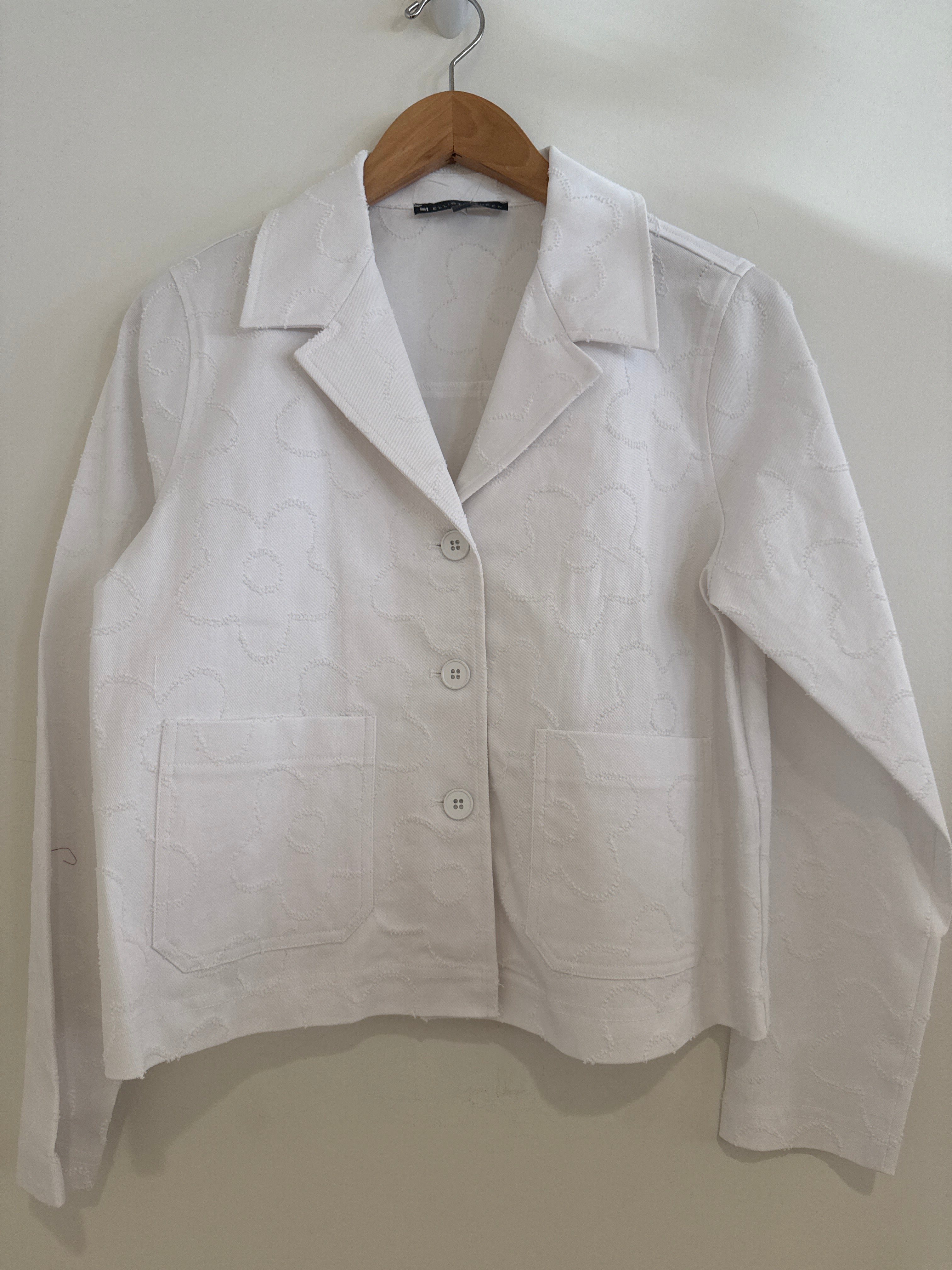 Elliott Lauren White Embroidered Denim Jacket