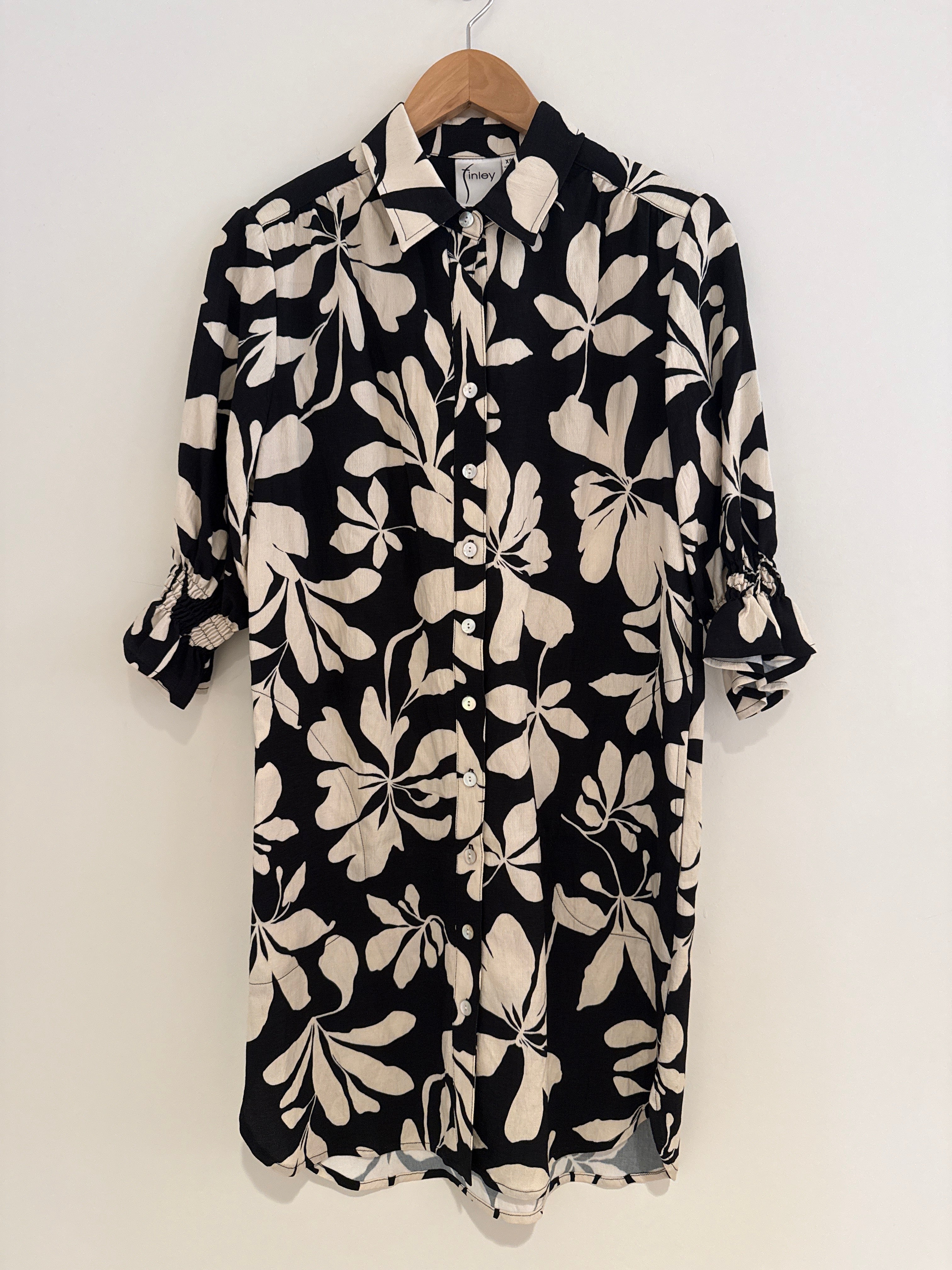 Finley Miller Dress Black And Tan Print