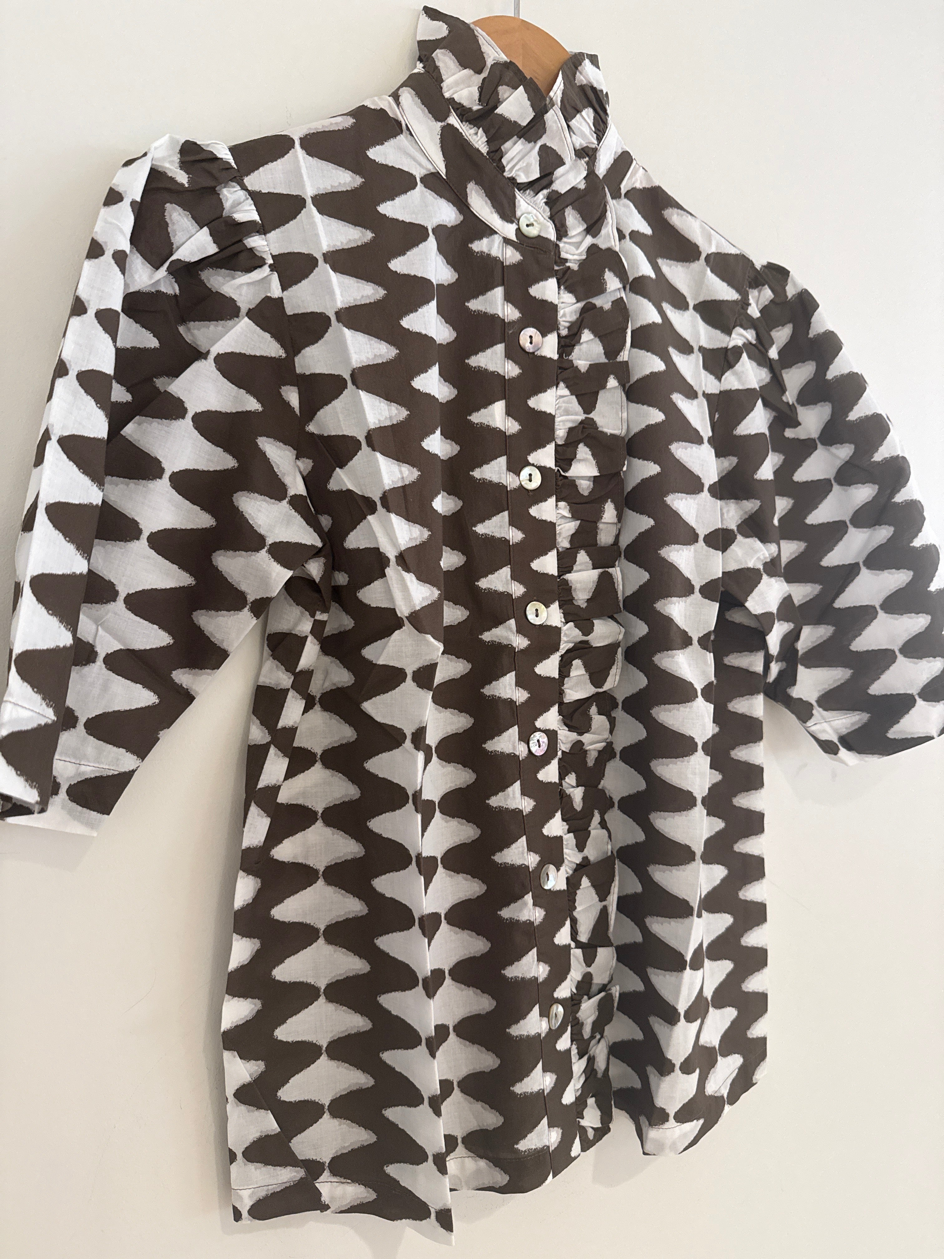 Hope For Flowers Ruffle Front Top Tribal Zig Zag
