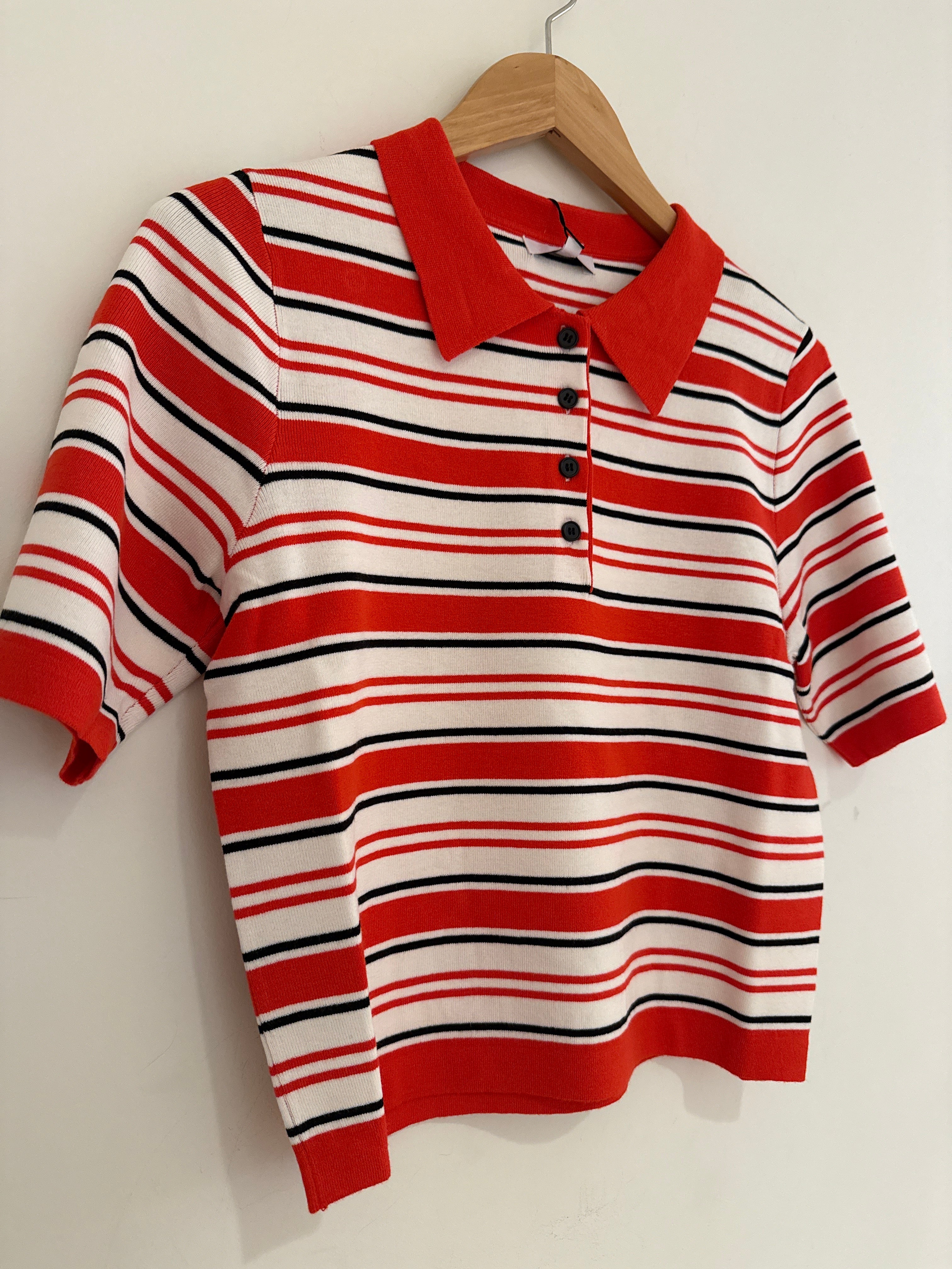 Suncoo Knit Striped Polo Sweater