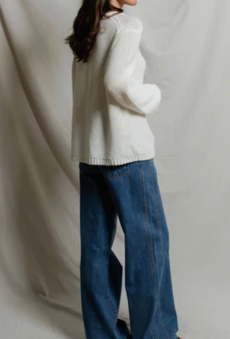 Perfect White Tee Margaret Boxy Crewneck Sweater White