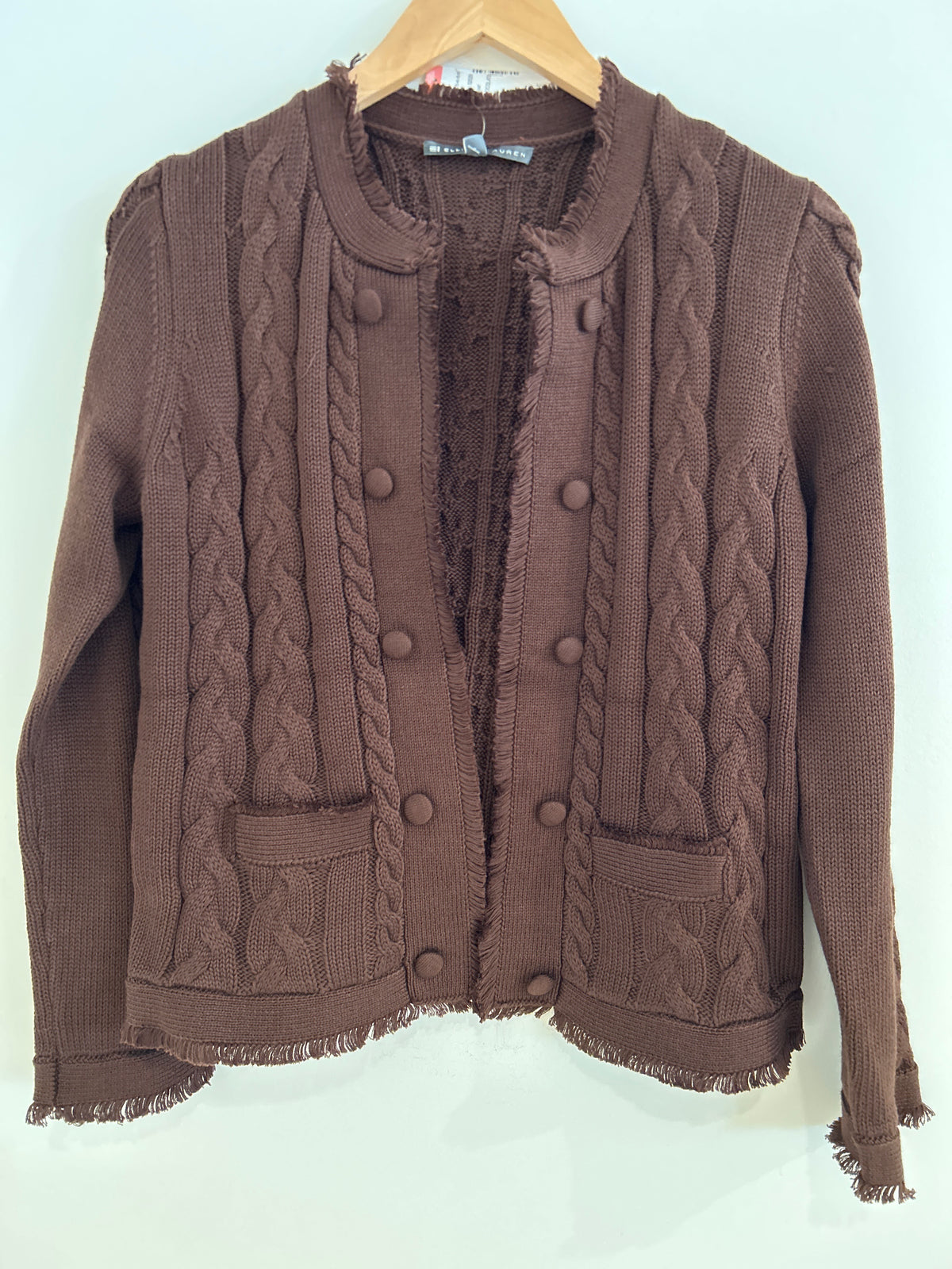 Elliott Lauren Chocolate Cable Cardigan Sweater