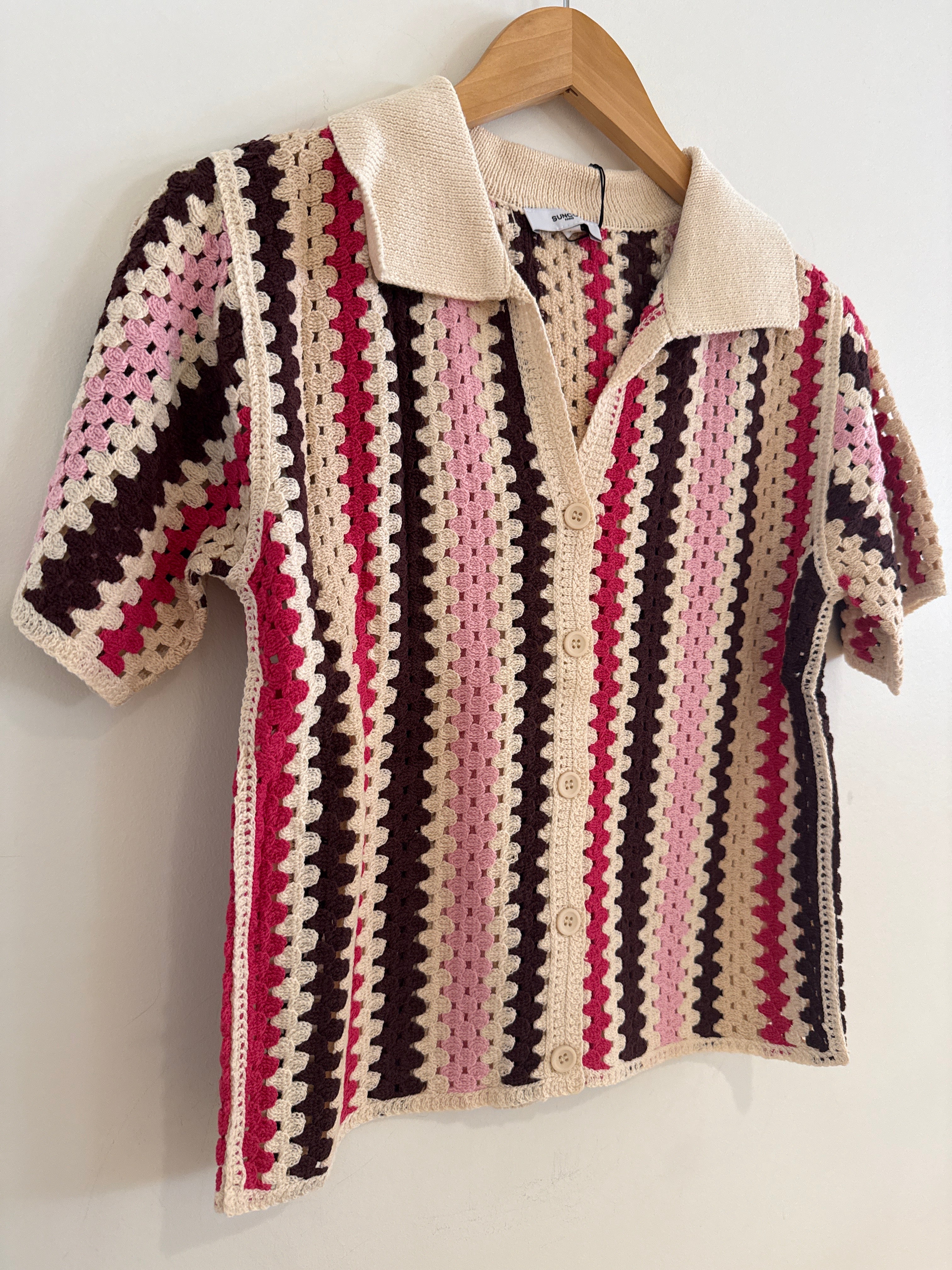 Suncoo Striped Button Front Sweater