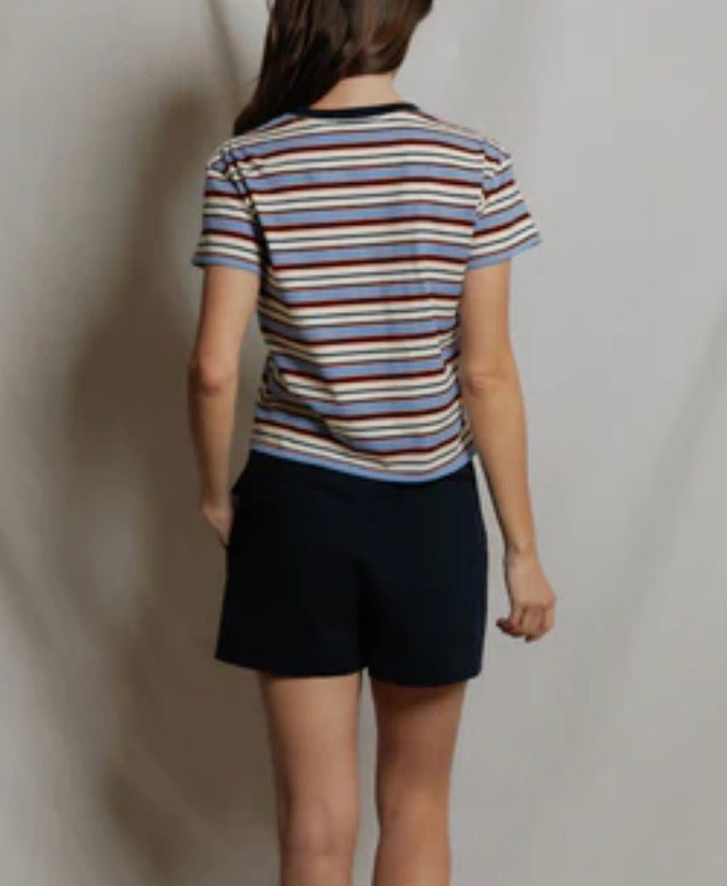 Perfect White Tee Dawn Tee Stripe Pacific Blue/Clementine
