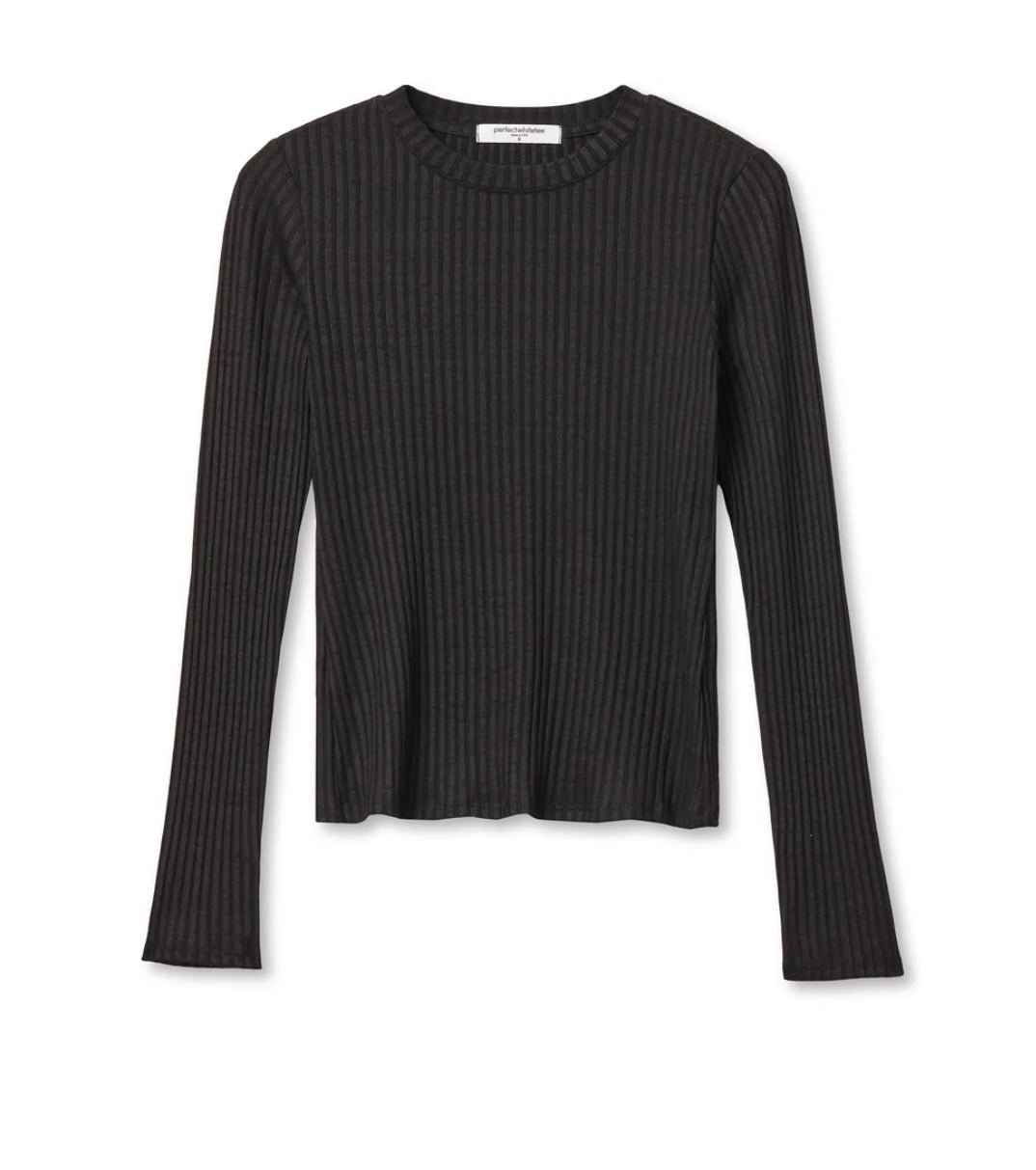 Perfect White Tee Lydia Long Sleeve Ribbed Tee