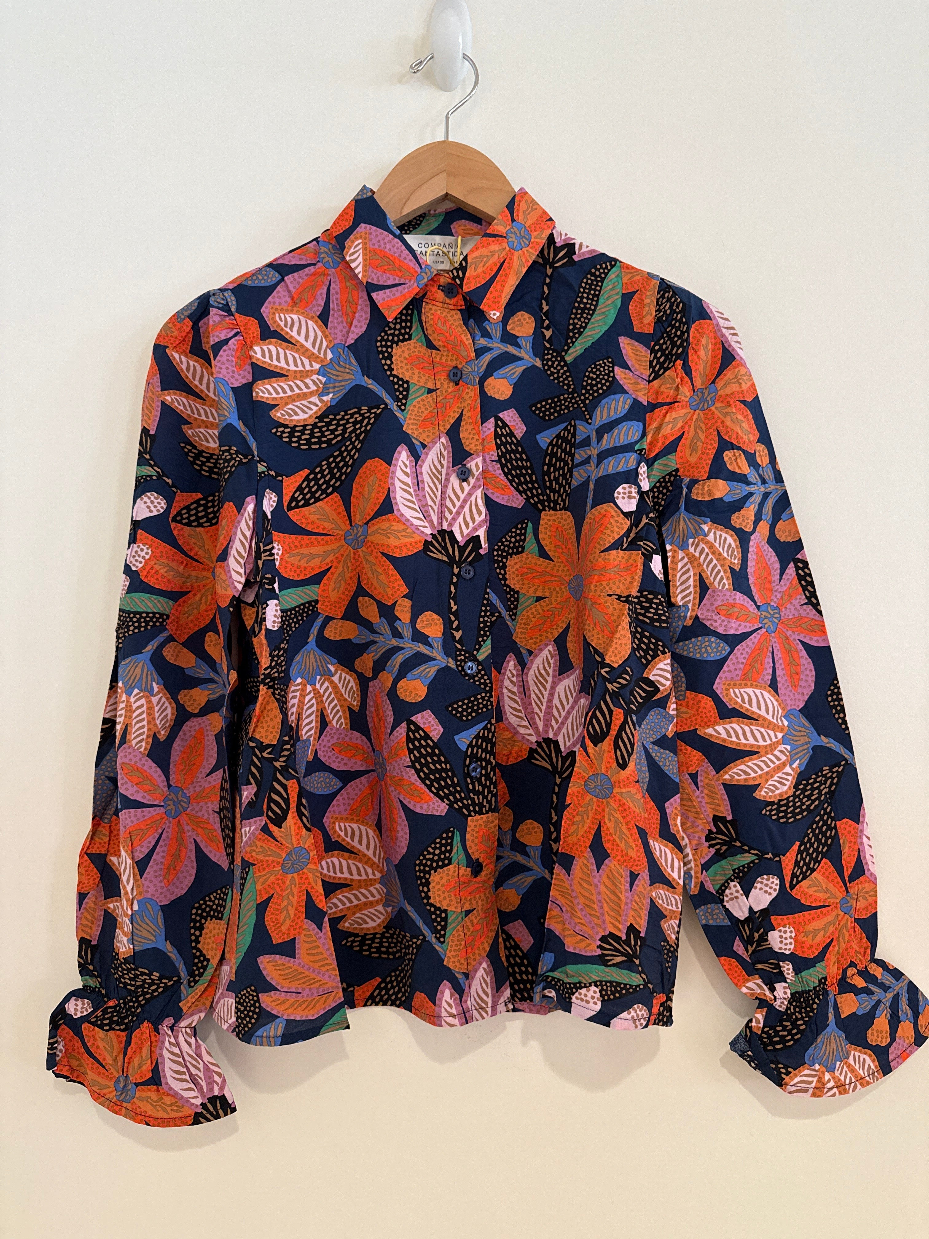 Compania Fantastica Button Down Top Tiger Lily