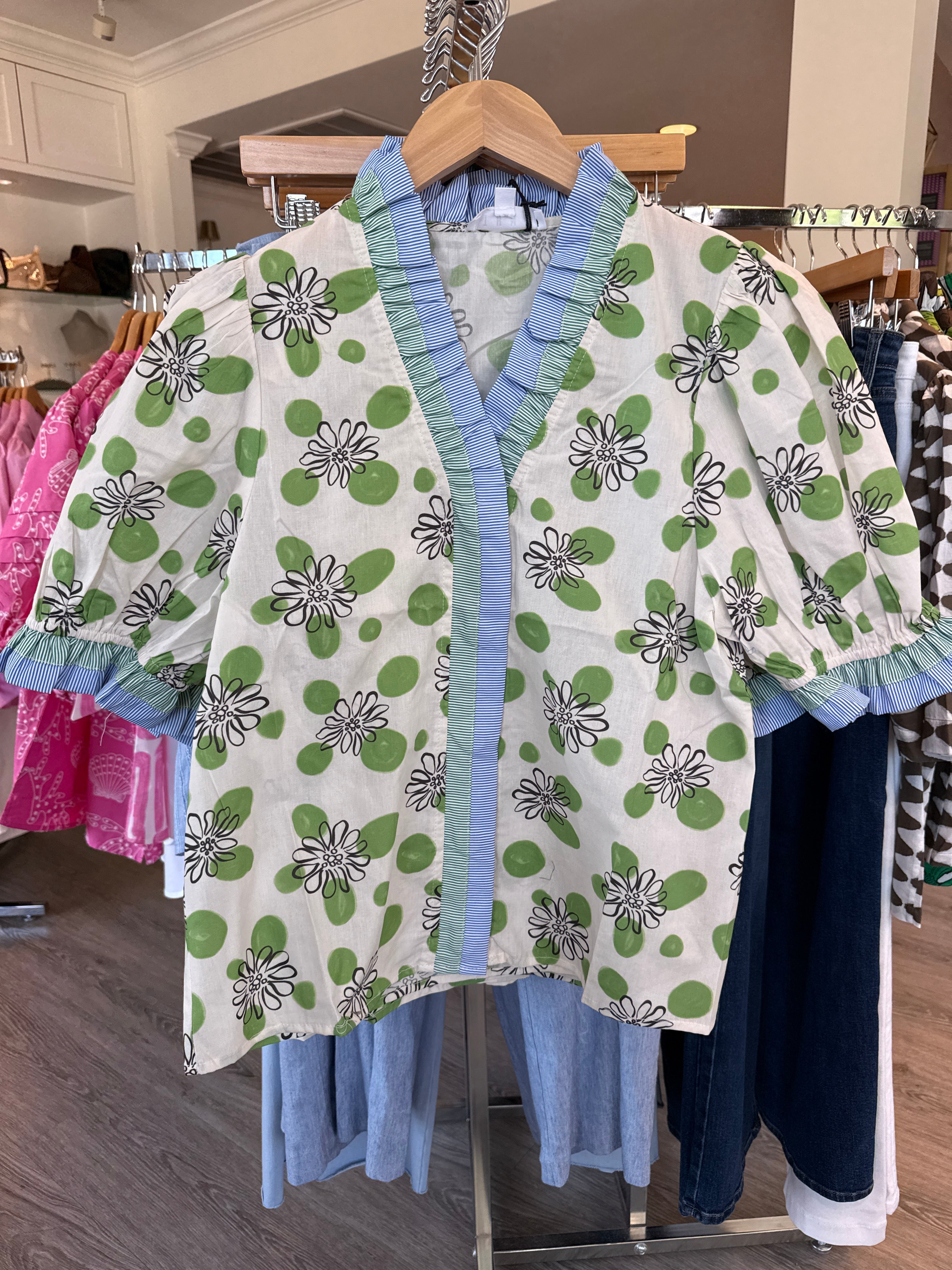 THML Green Dot Daisy Top