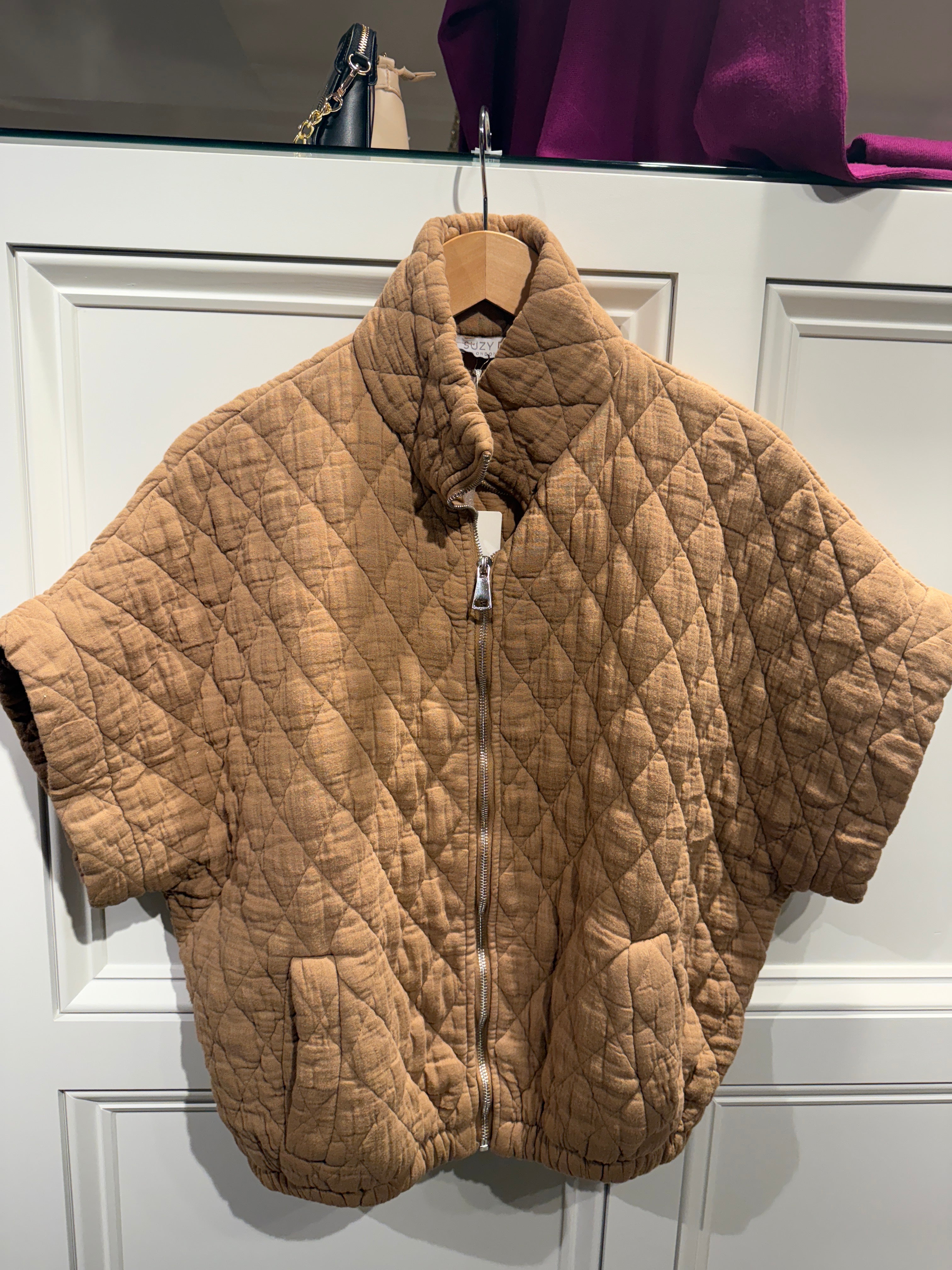 Suzy D Quilted Gauze Short Sleeve Jacket