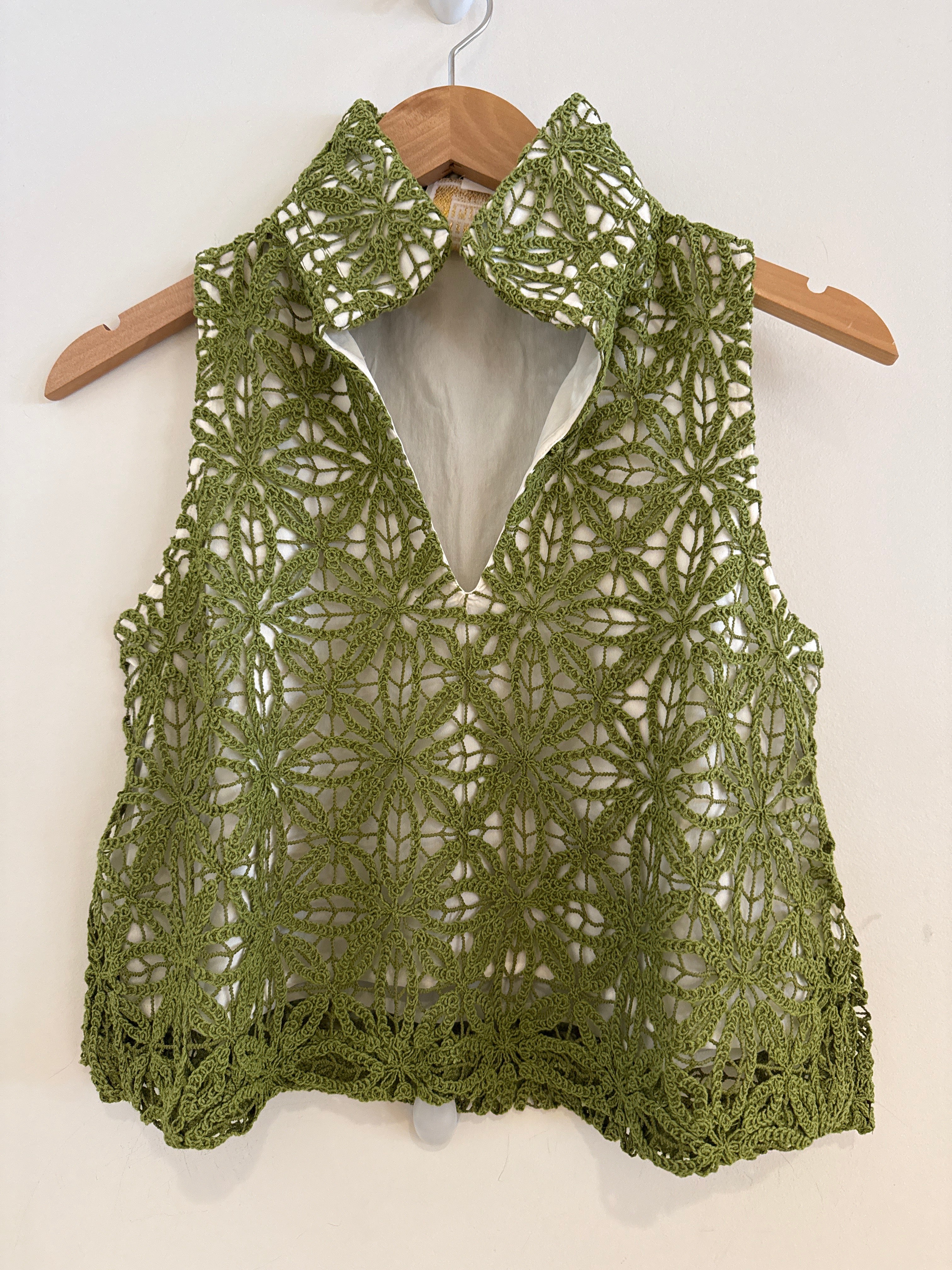 Emily McCarthy Lucy Tank Olive Crochet