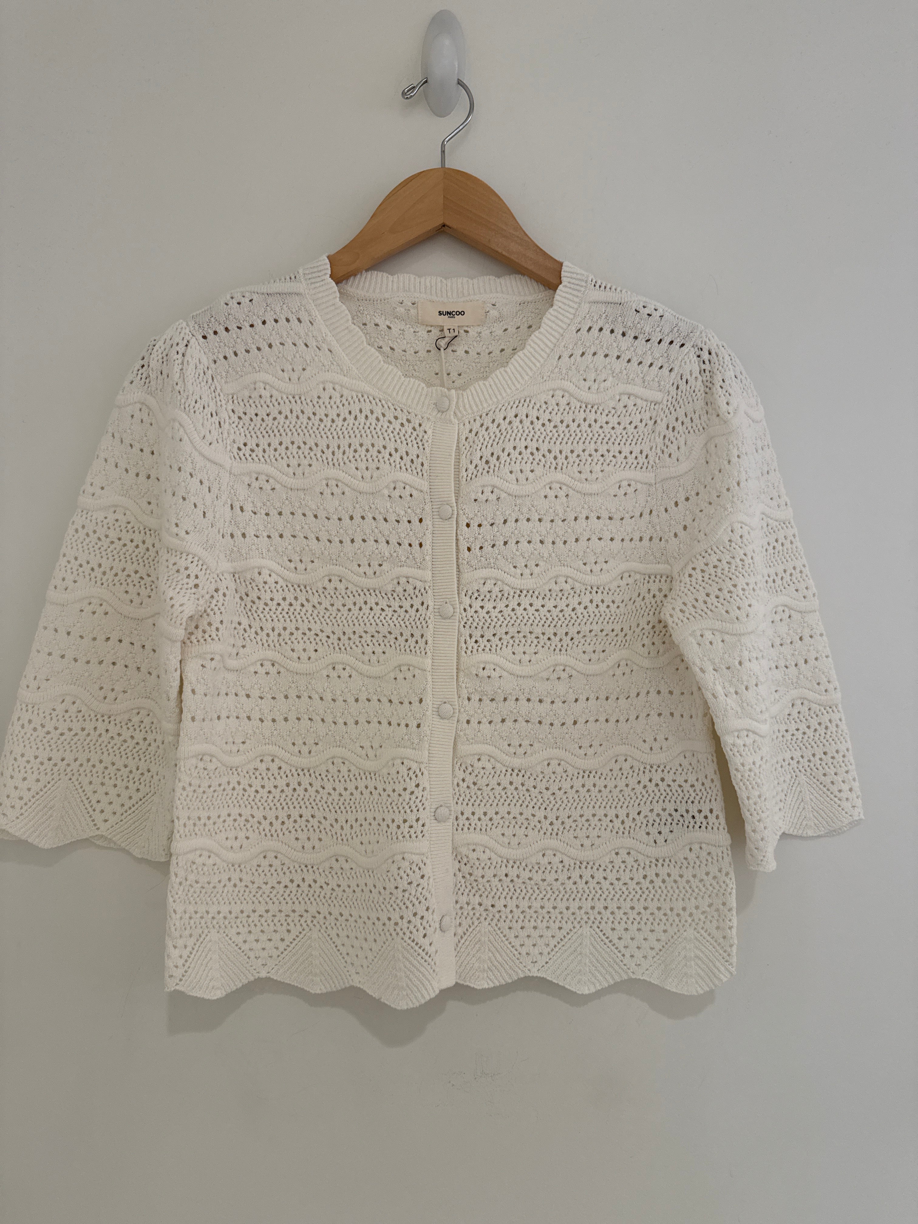 Suncoo Patterned Ivory Sweater