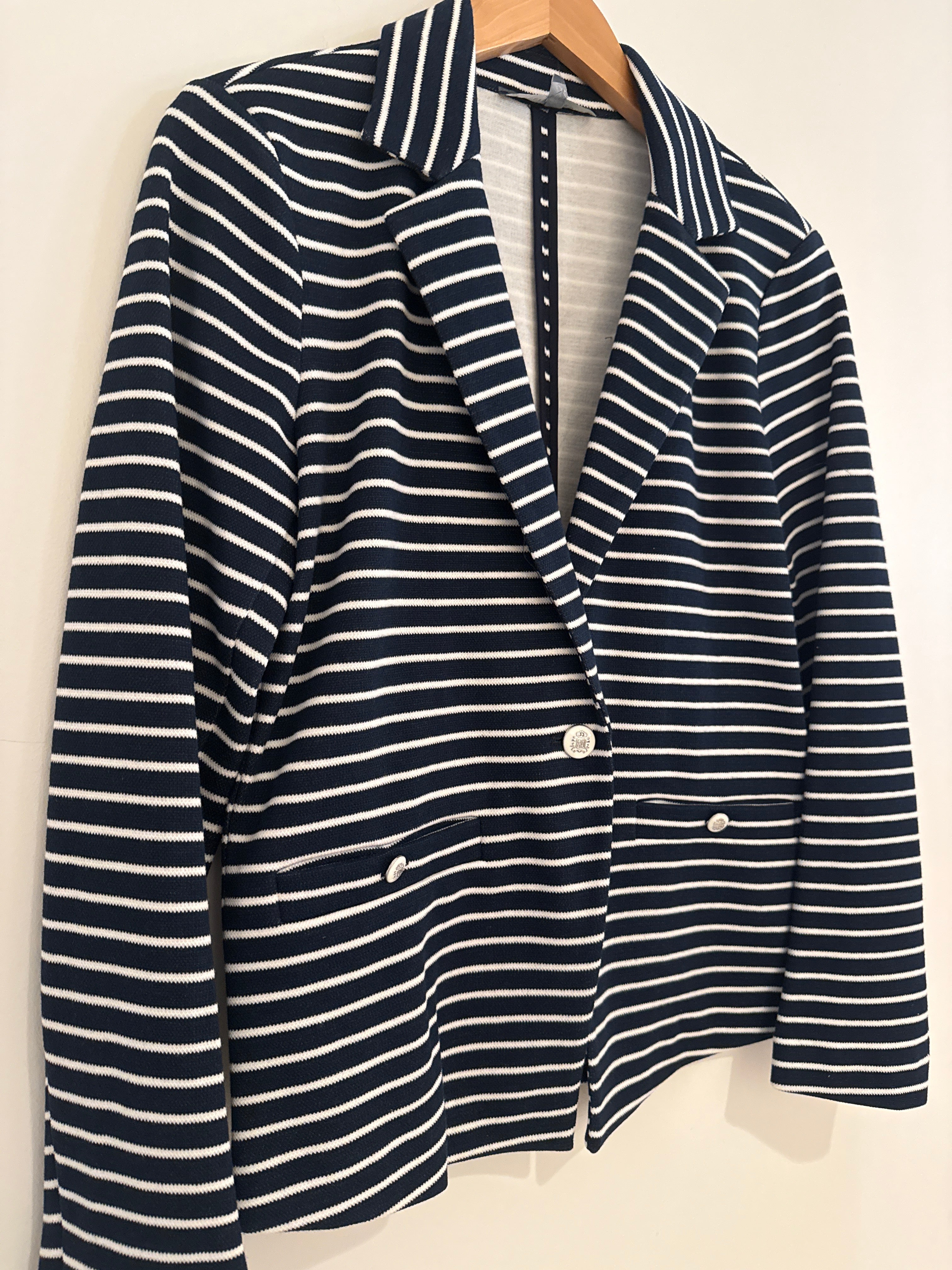 Elliott Lauren Knit Blazer Navy And White Stripe