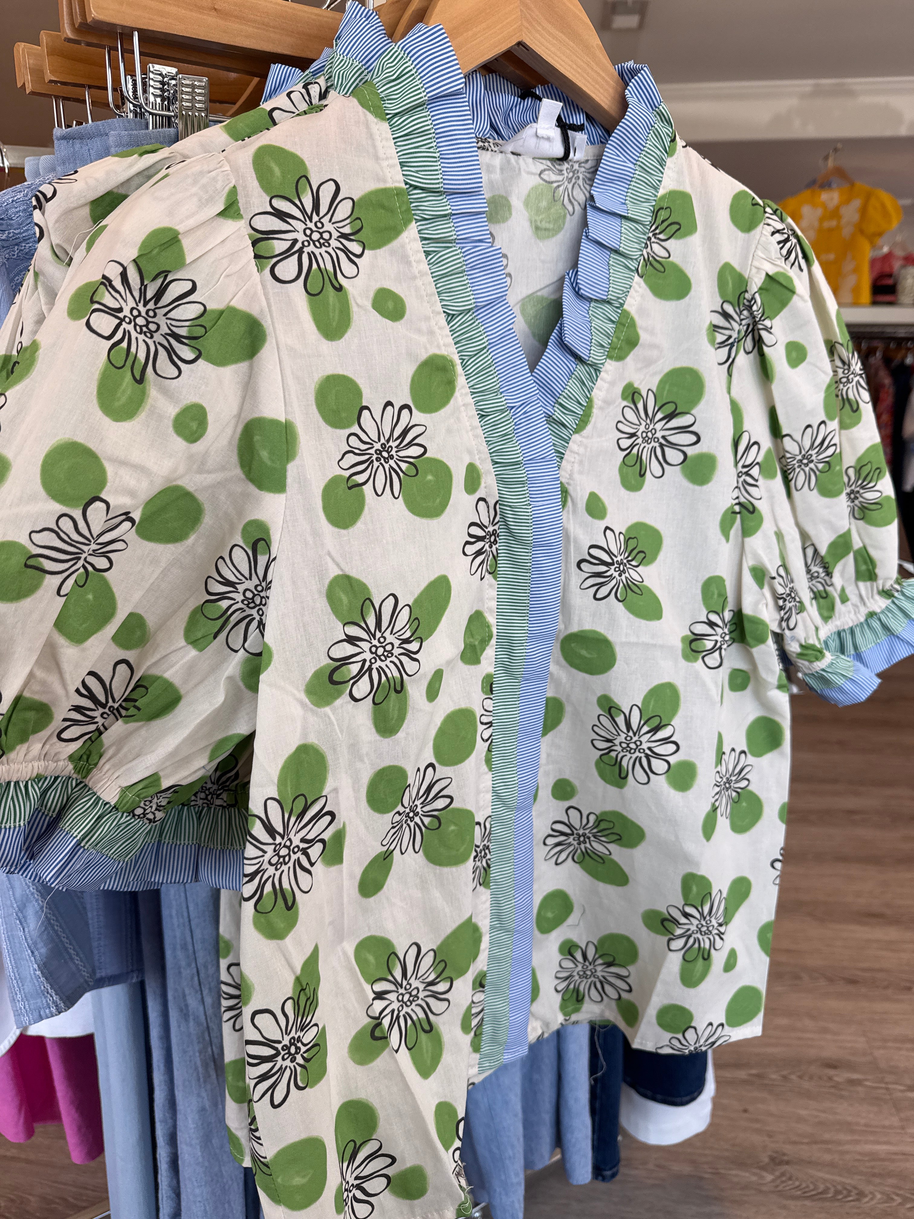 THML Green Dot Daisy Top