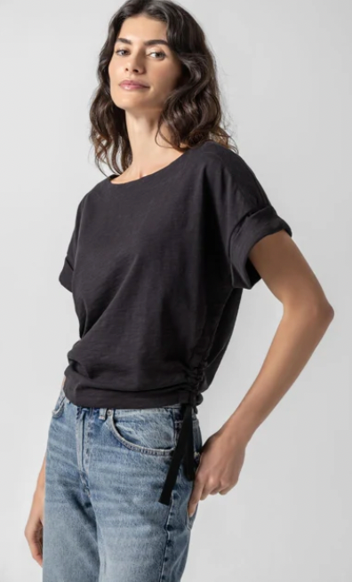 Lilla P Ruched Side Boatneck Tee