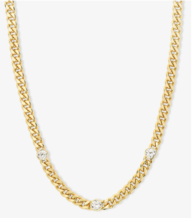 Chunky Curb With 3 Bezel Set Diamonds 18"