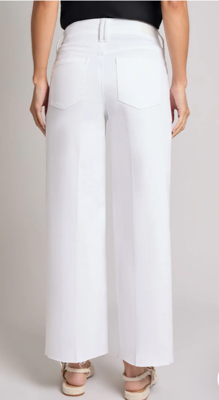 Wide Leg Mini Patch Pocket White Jean