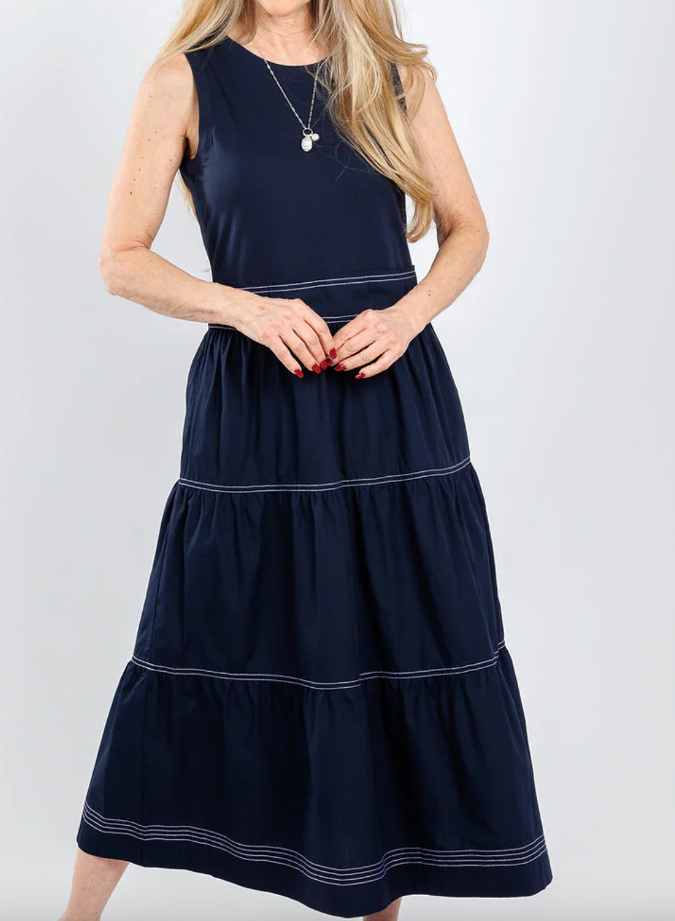 Elliott Lauren Tiered Navy Dress