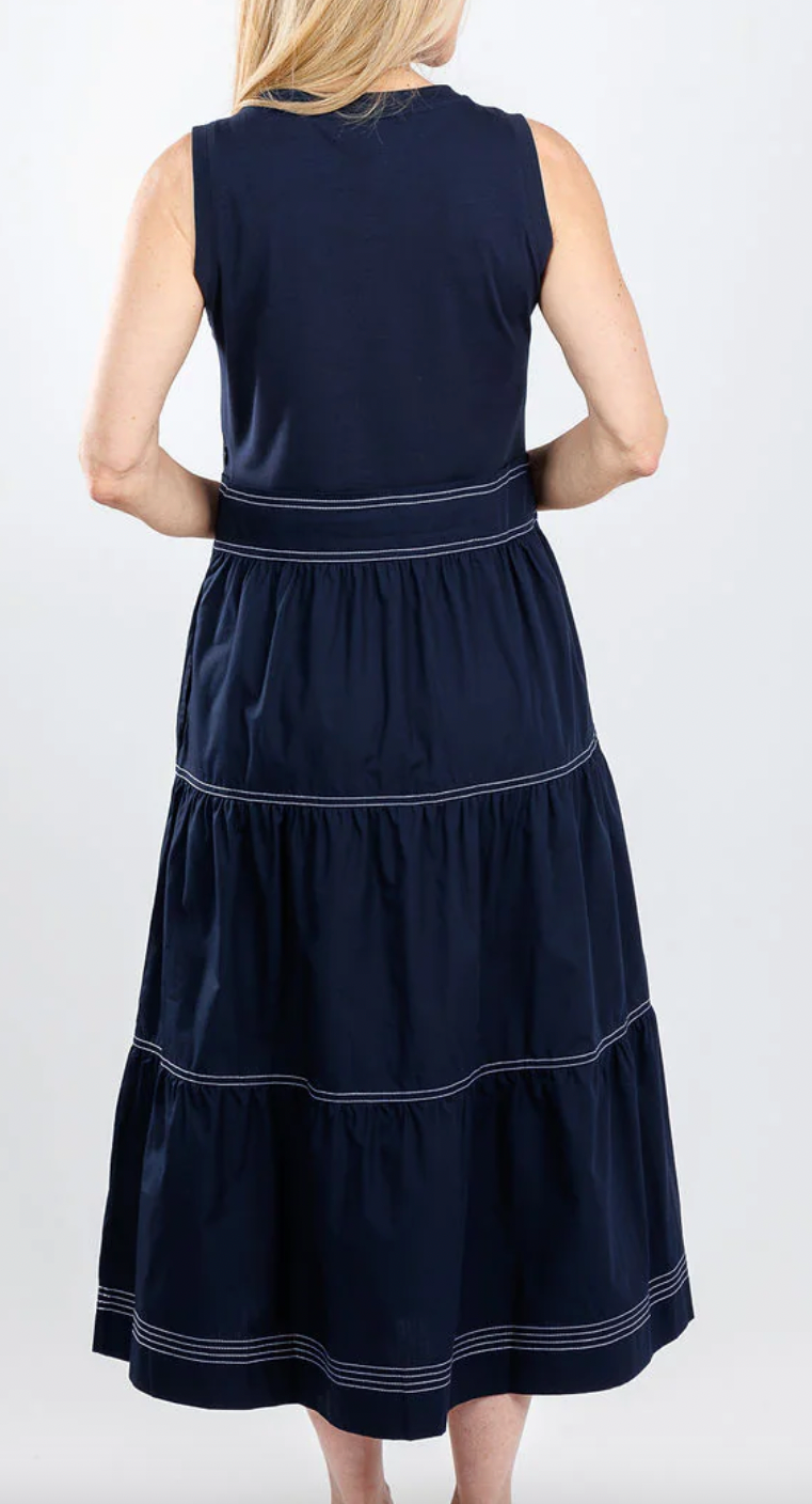 Elliott Lauren Tiered Navy Dress