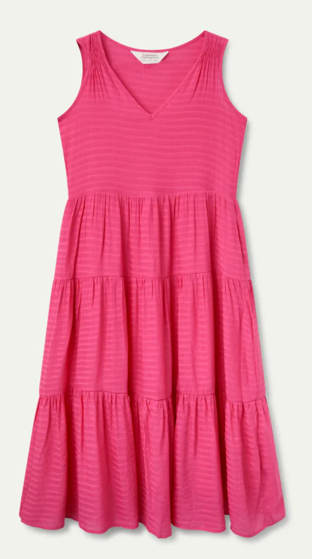 Compania Fantastica Pink Tiered Midi Dress