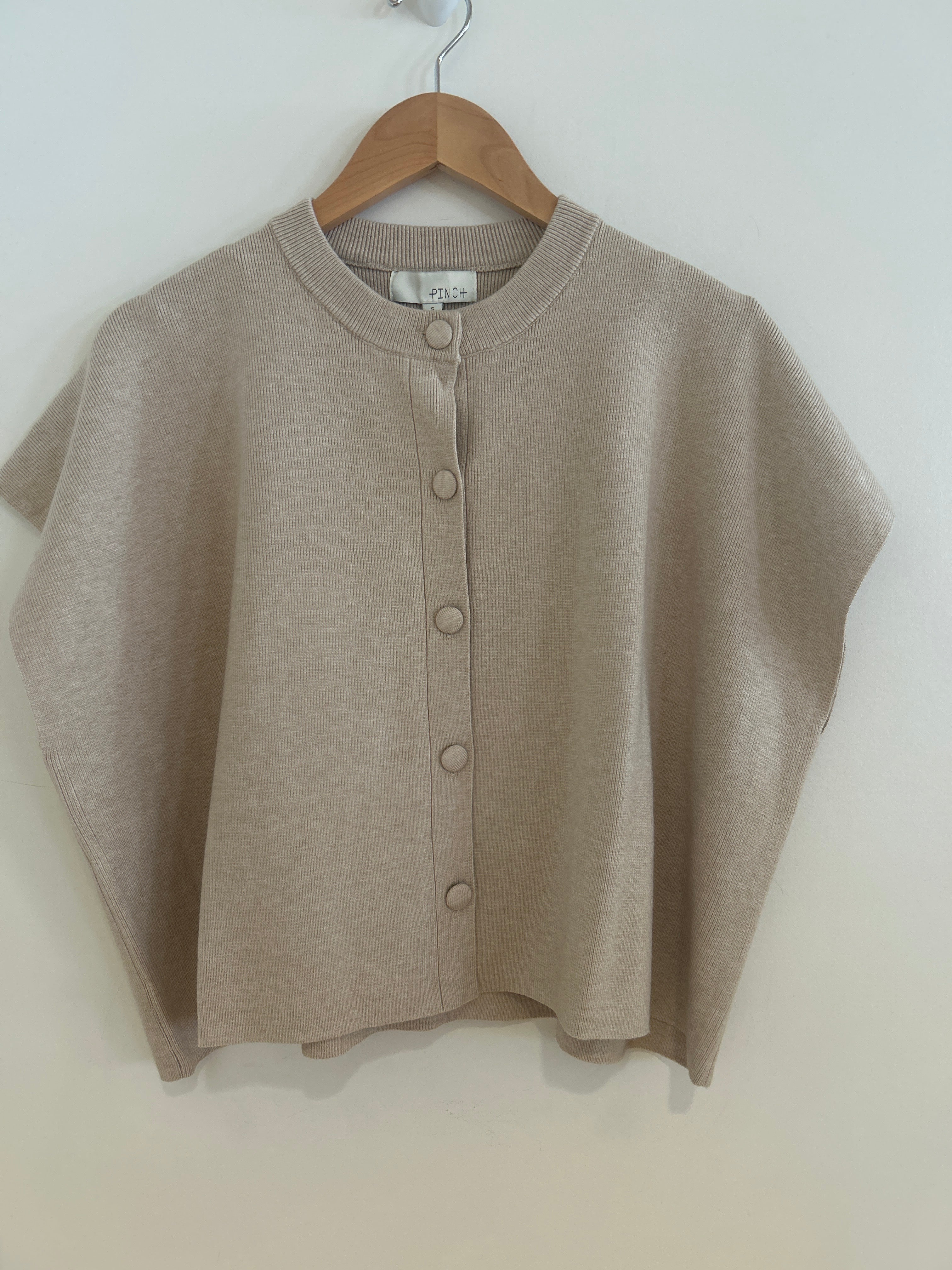 Button Down Cap Sleeve Sweater