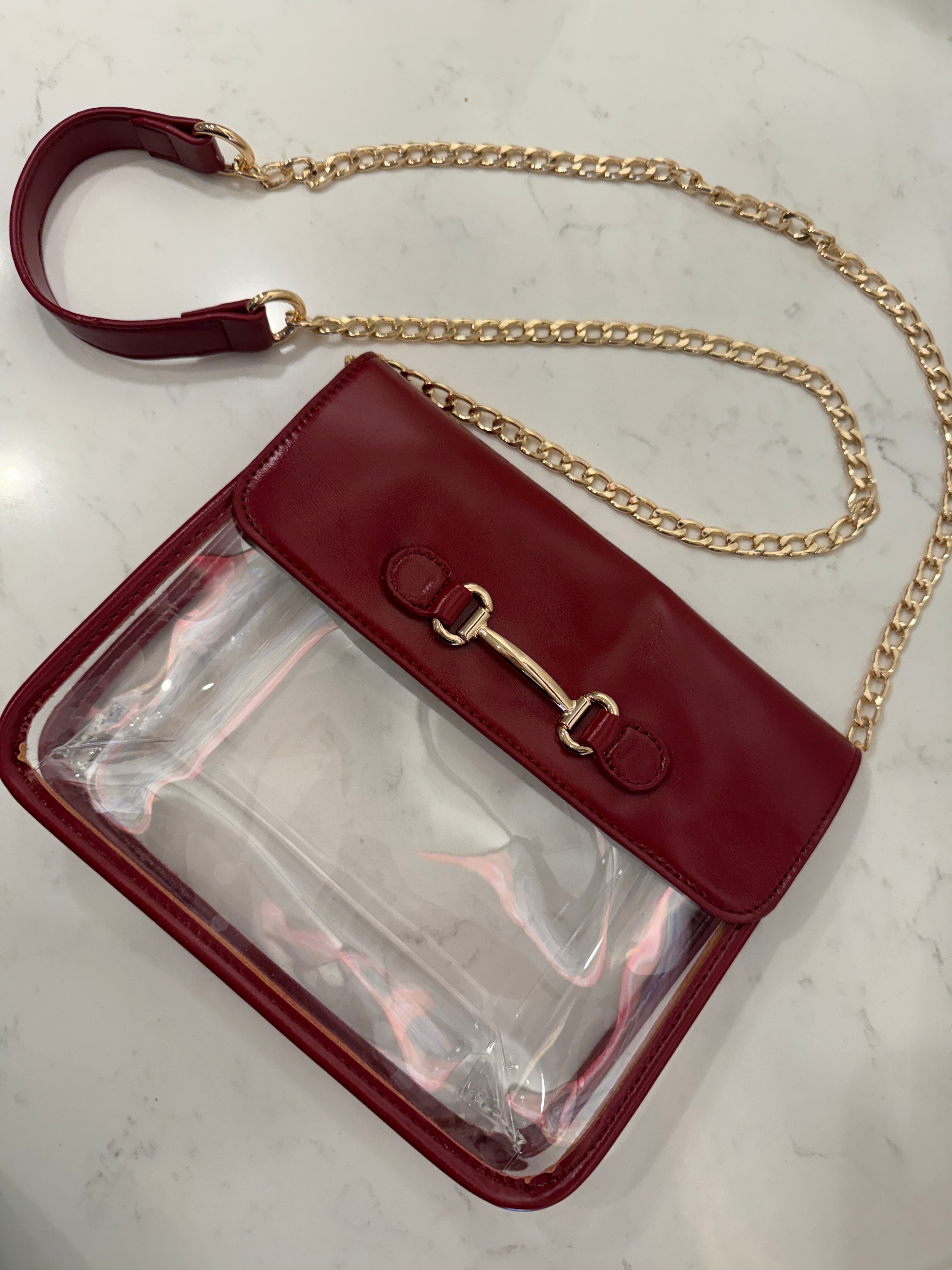 Clear Crossbody Red With Horsebit Detail
