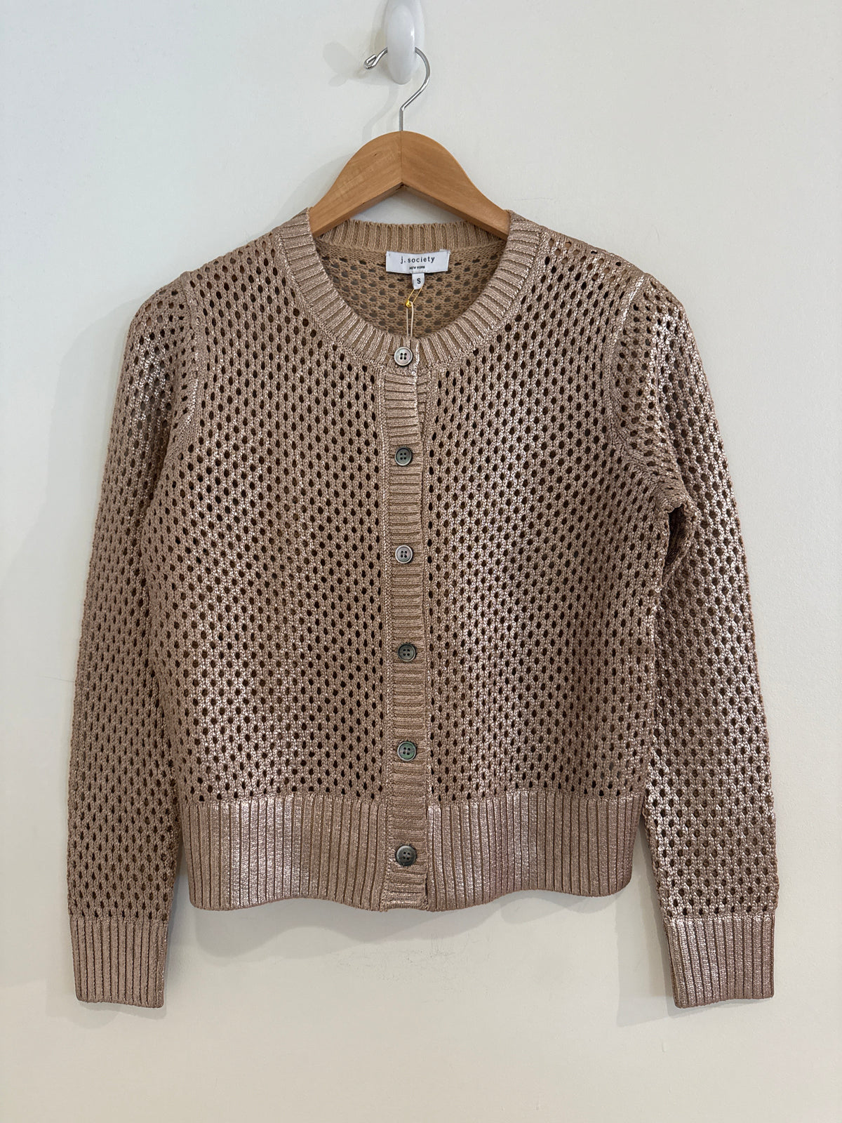 J Society Open Stitch Cardigan Champagne