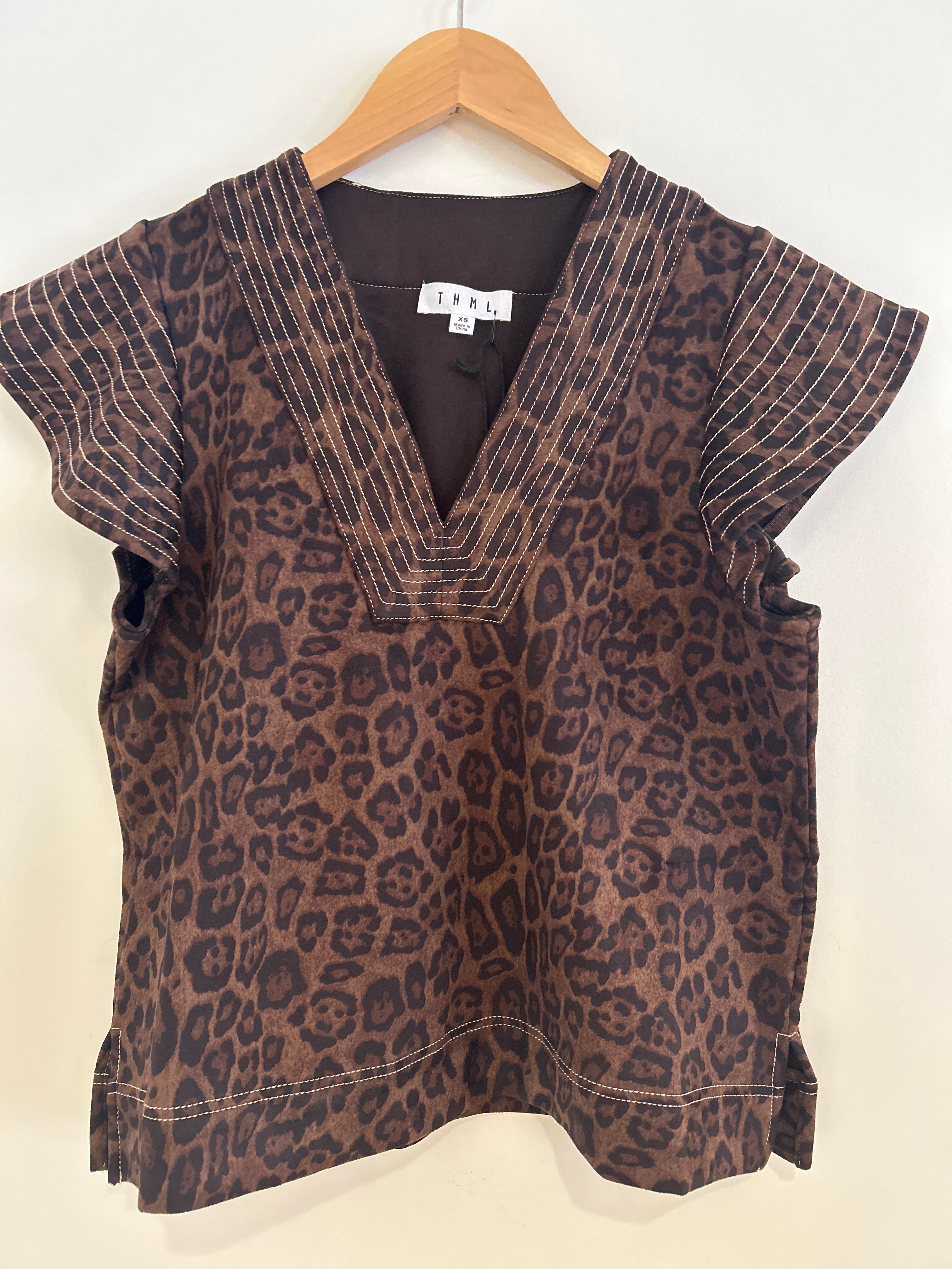 THML Flutter Sleeve Faux Suede Top
