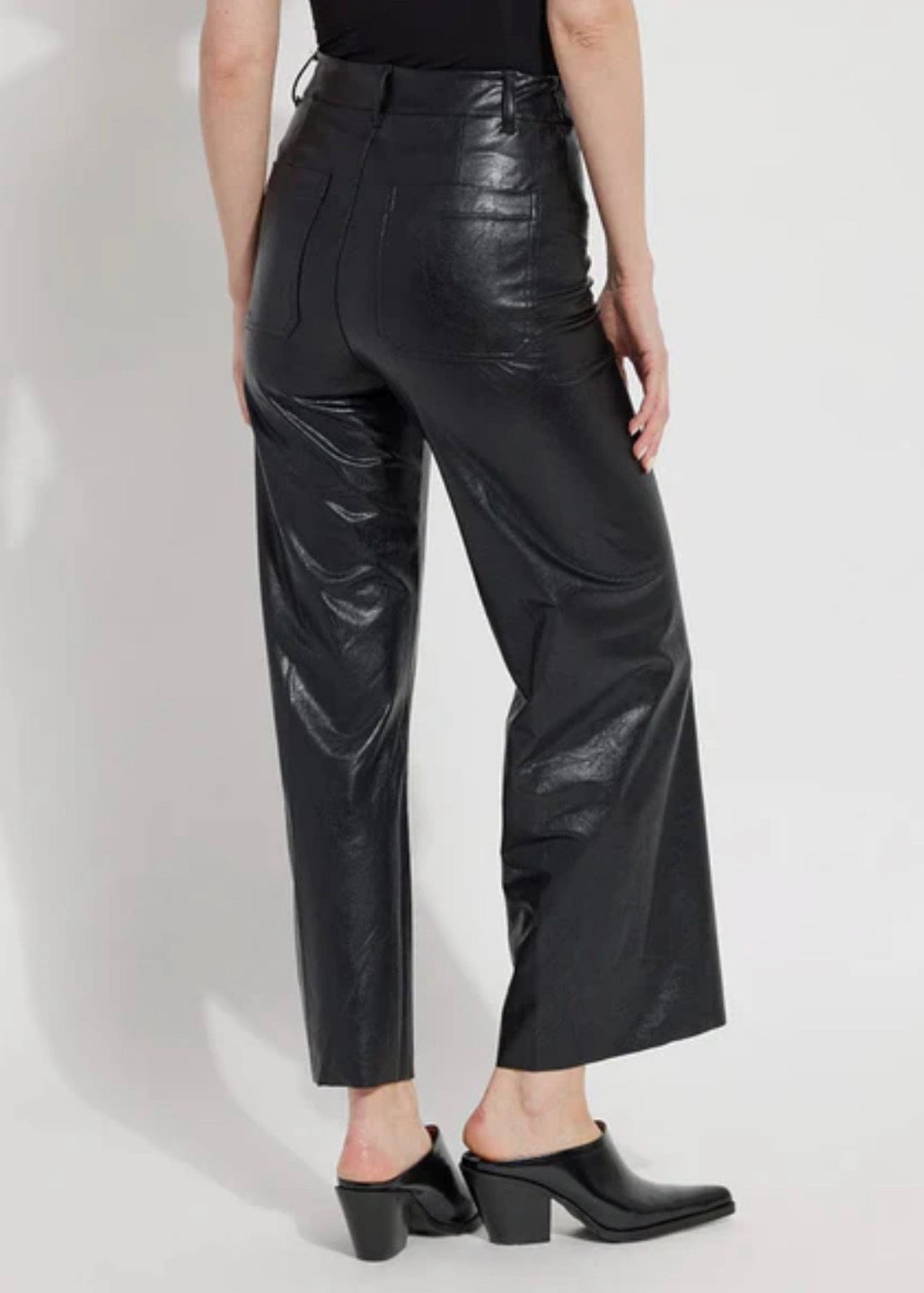 Lysse Faux Leather Wide Leg Pant Black