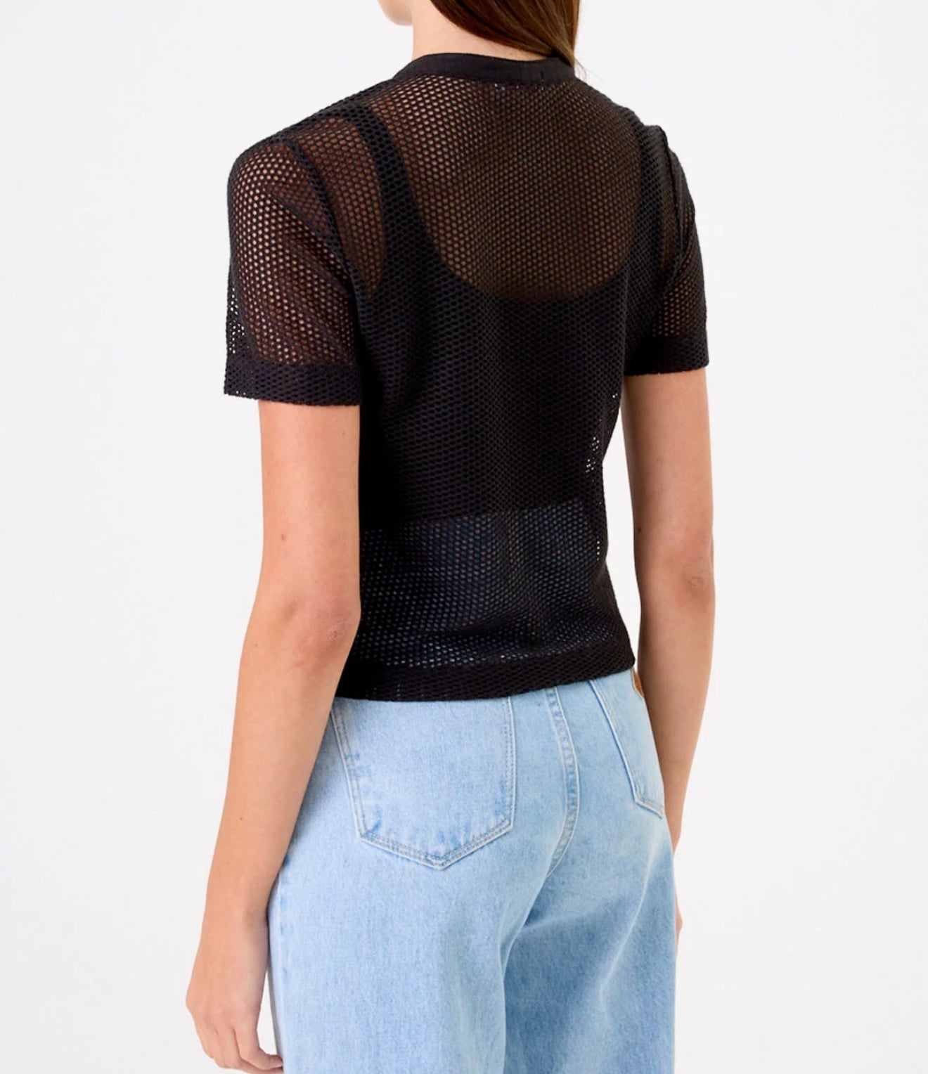 Goldie Black Fishnet Button Down Top