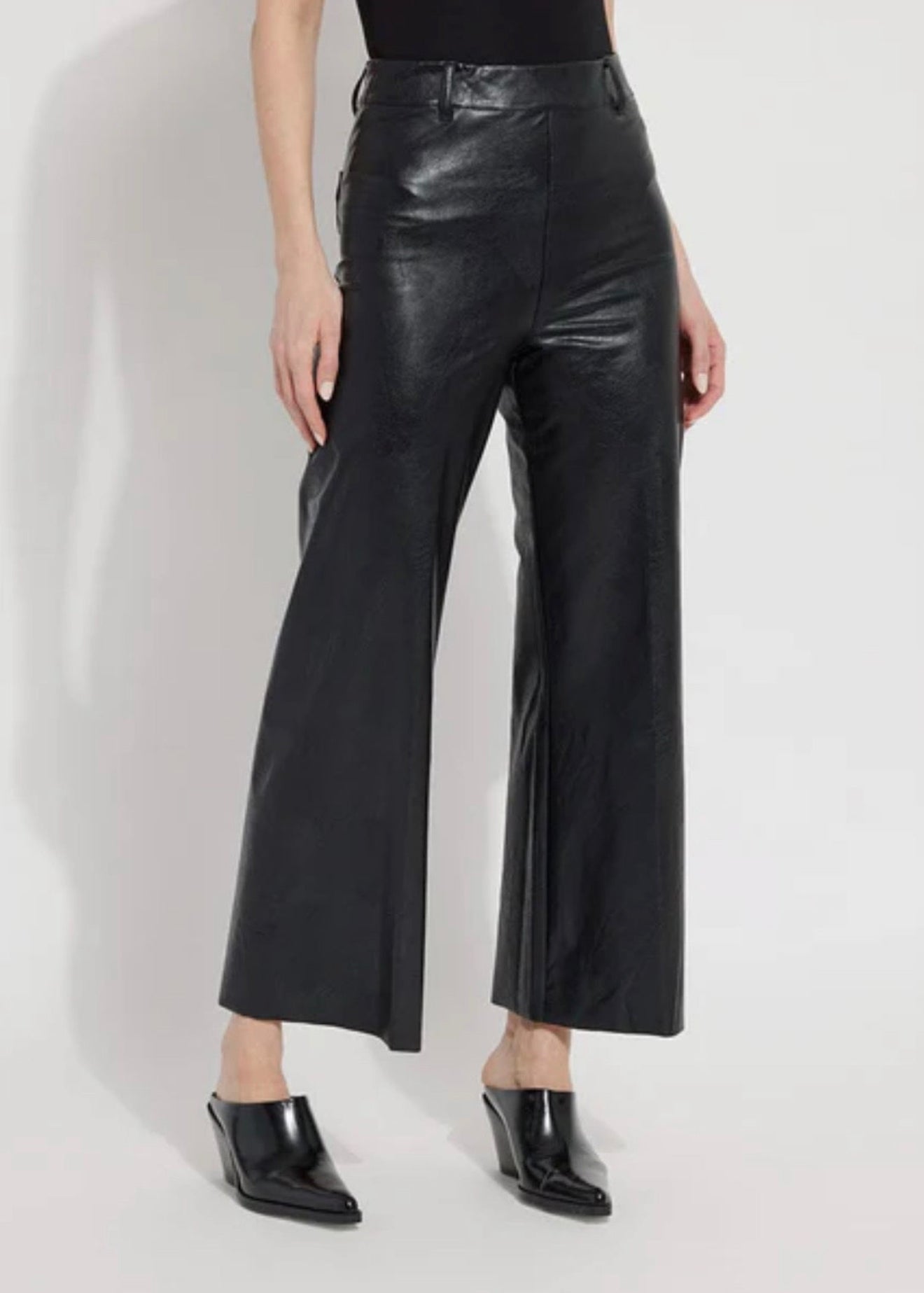 Lysse Faux Leather Wide Leg Pant Black