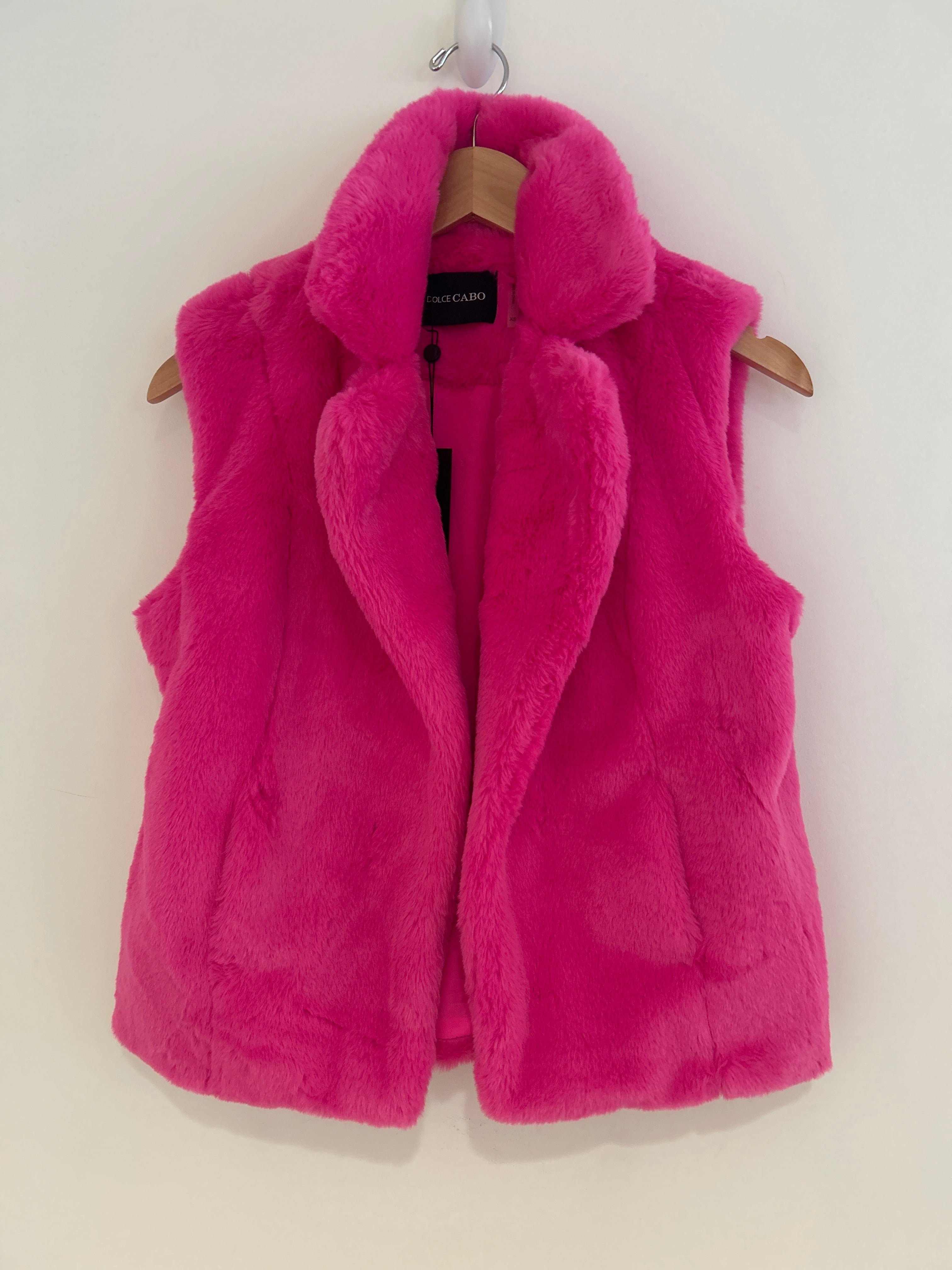 Dolce Cabo Bright Pink Fur Vest