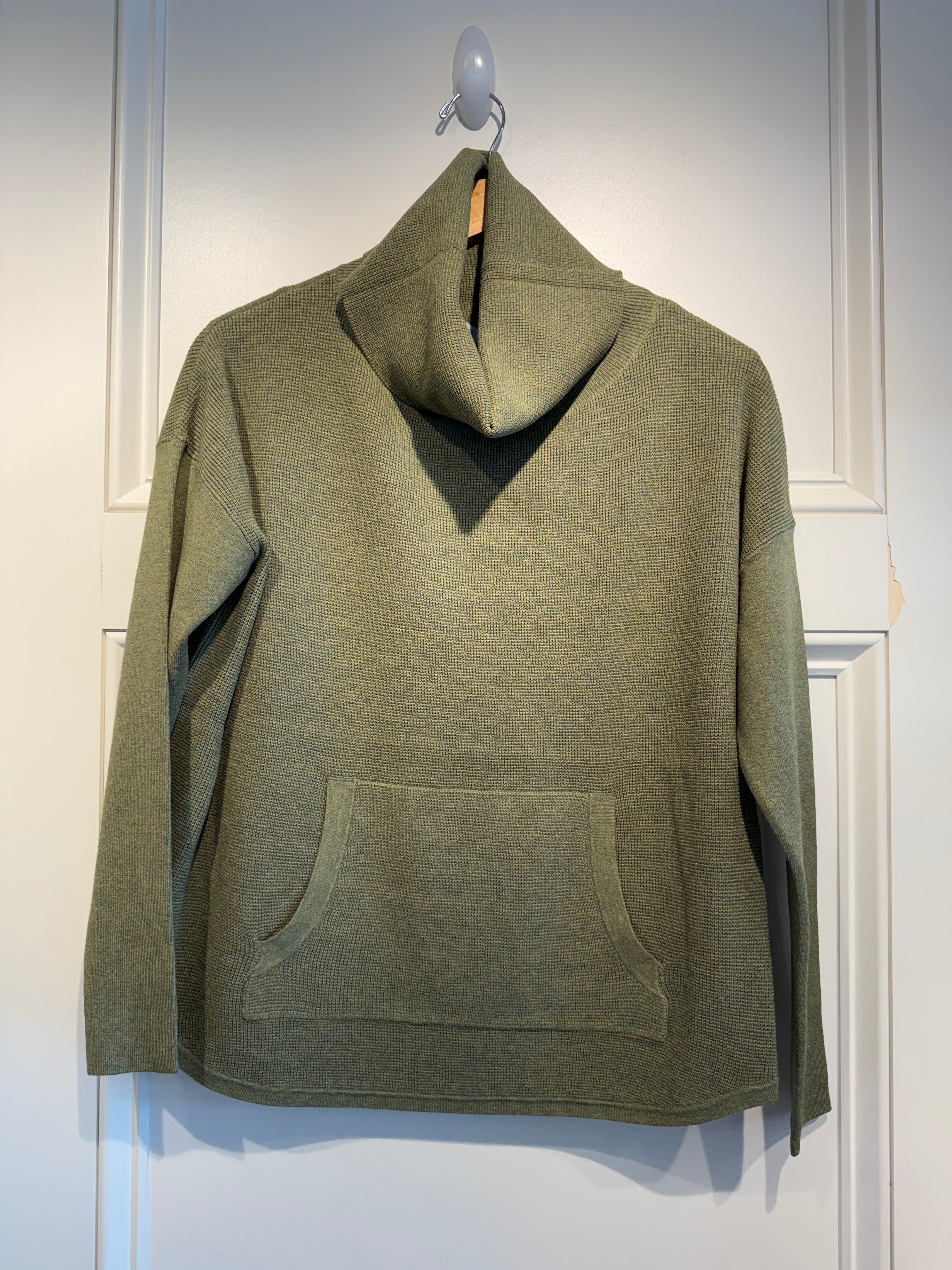 JS Waffle Cowl Sweater Olive