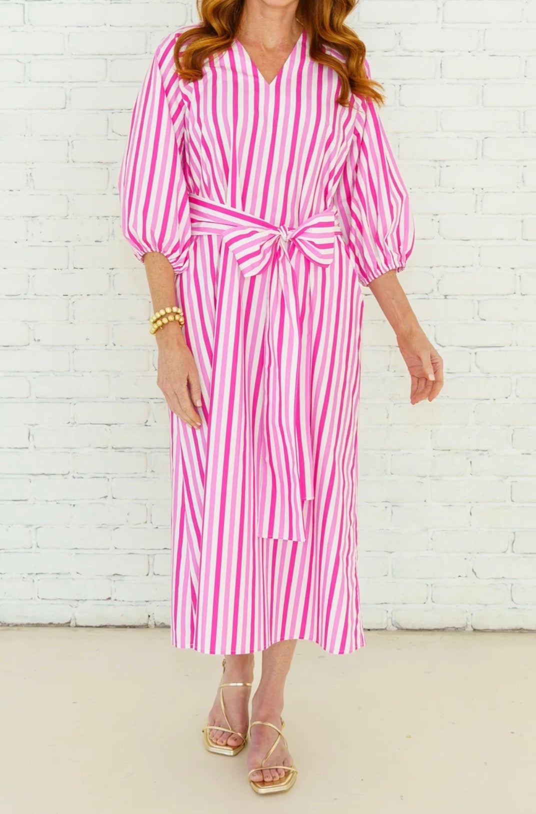 Caryn Lawn Coco Beach Dress Red & Pink Stripe