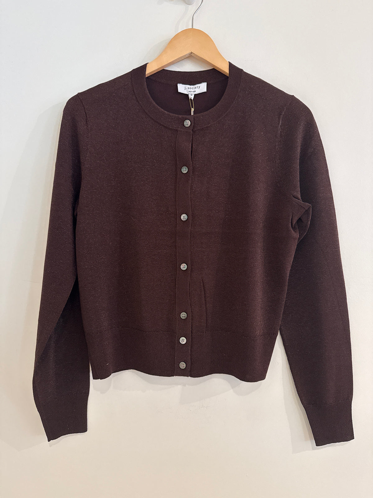J Society Lurex Cardigan Chocolate