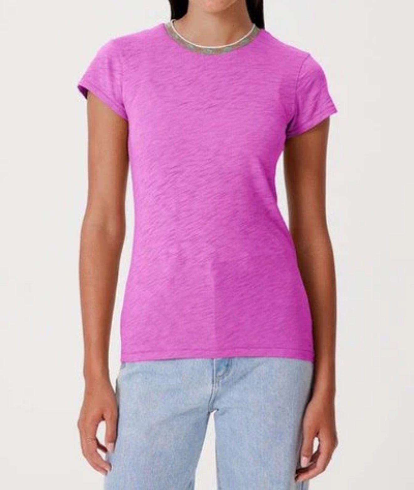 Goldie Metallic Trimmed Orchid Tee