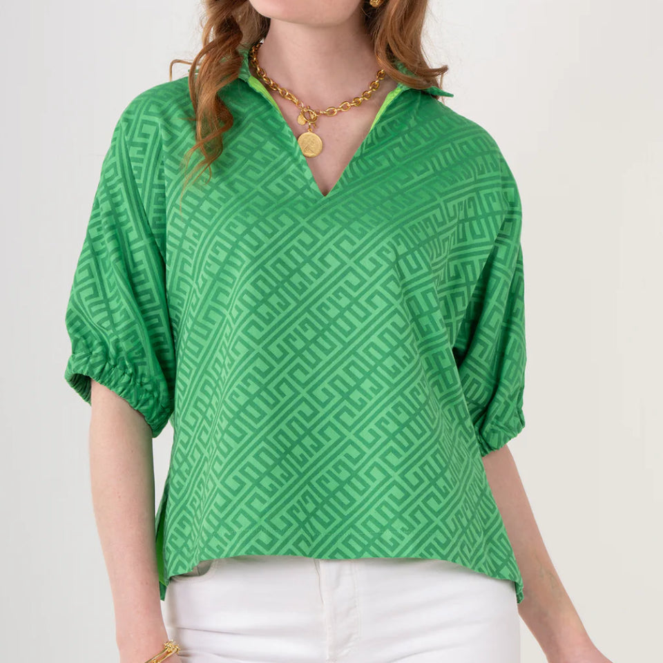 Emily McCarthy Poppy Top Green Monogram