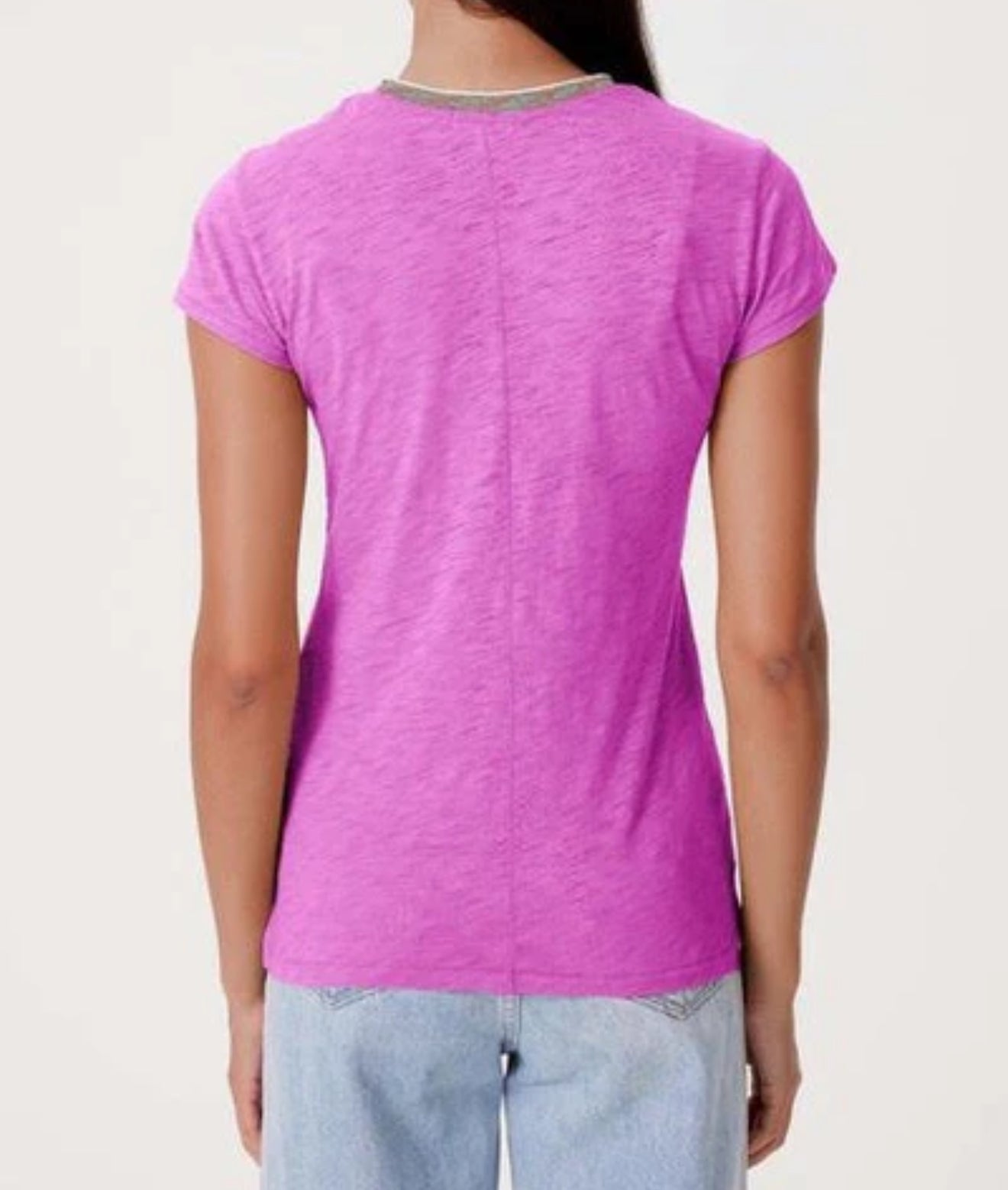 Goldie Metallic Trimmed Orchid Tee
