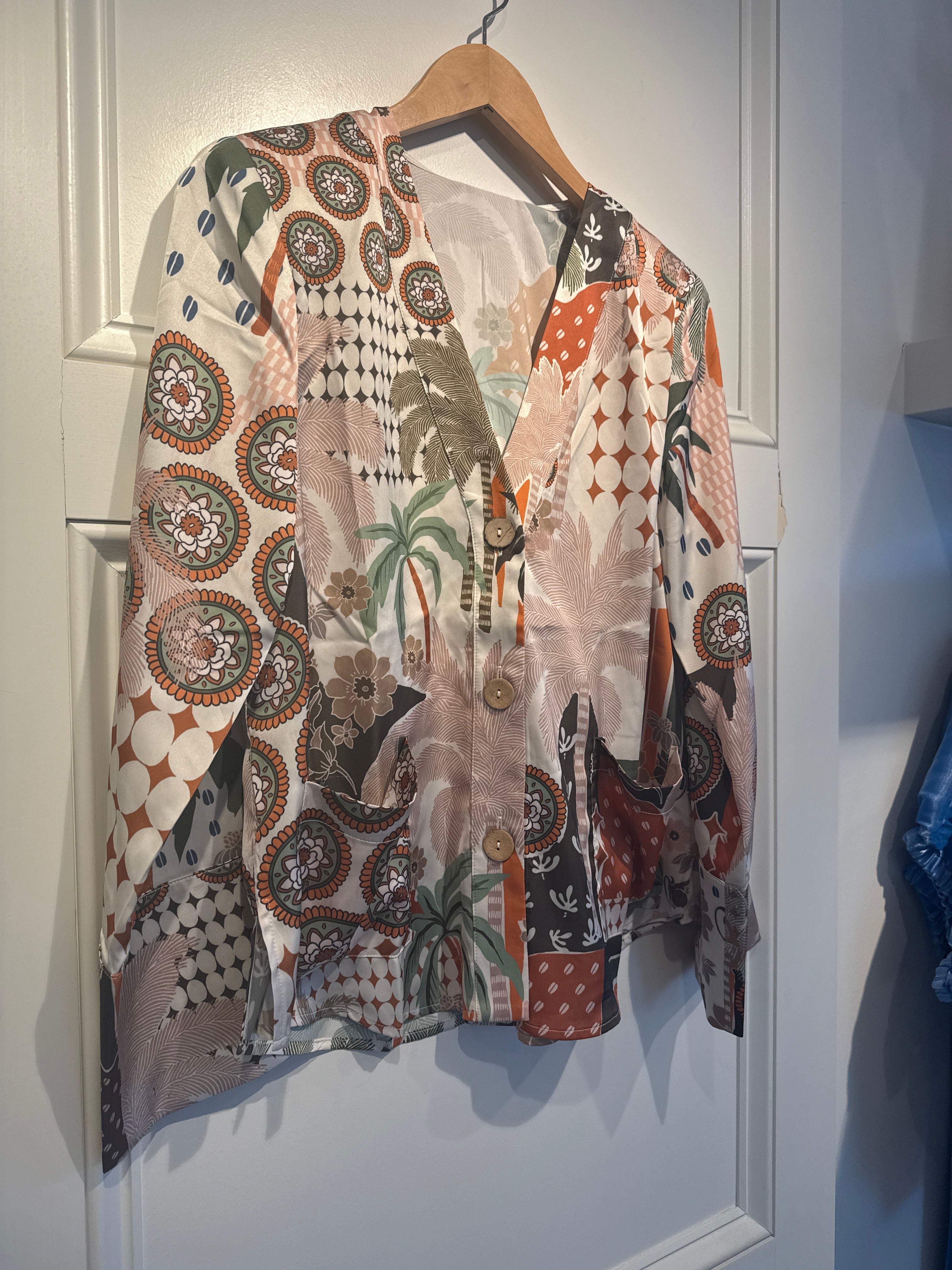 RR Palm Print Kimono Top