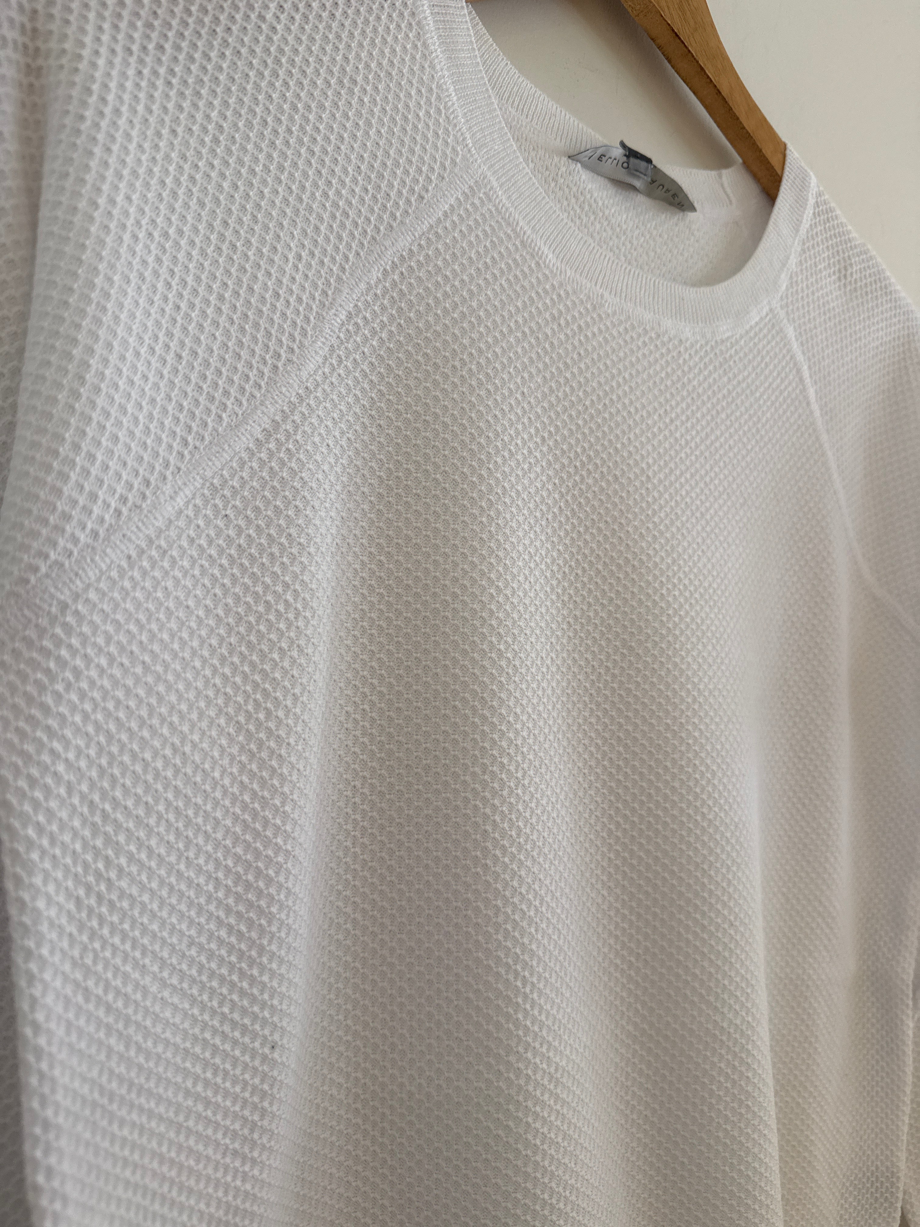Elliott Lauren White Piqué Long Sleeve Top