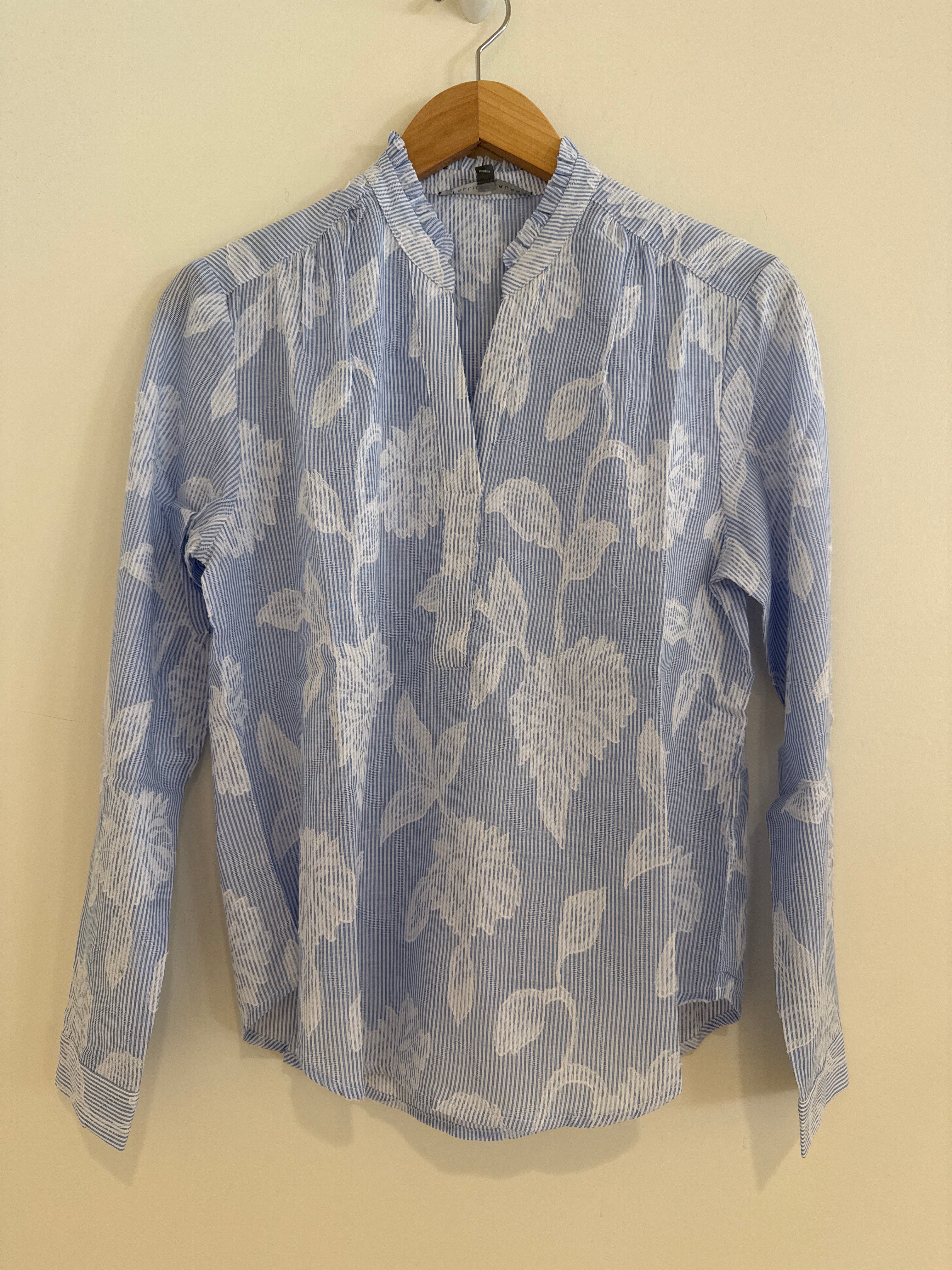 Elliott Lauren Blue Stripe & Floral Top