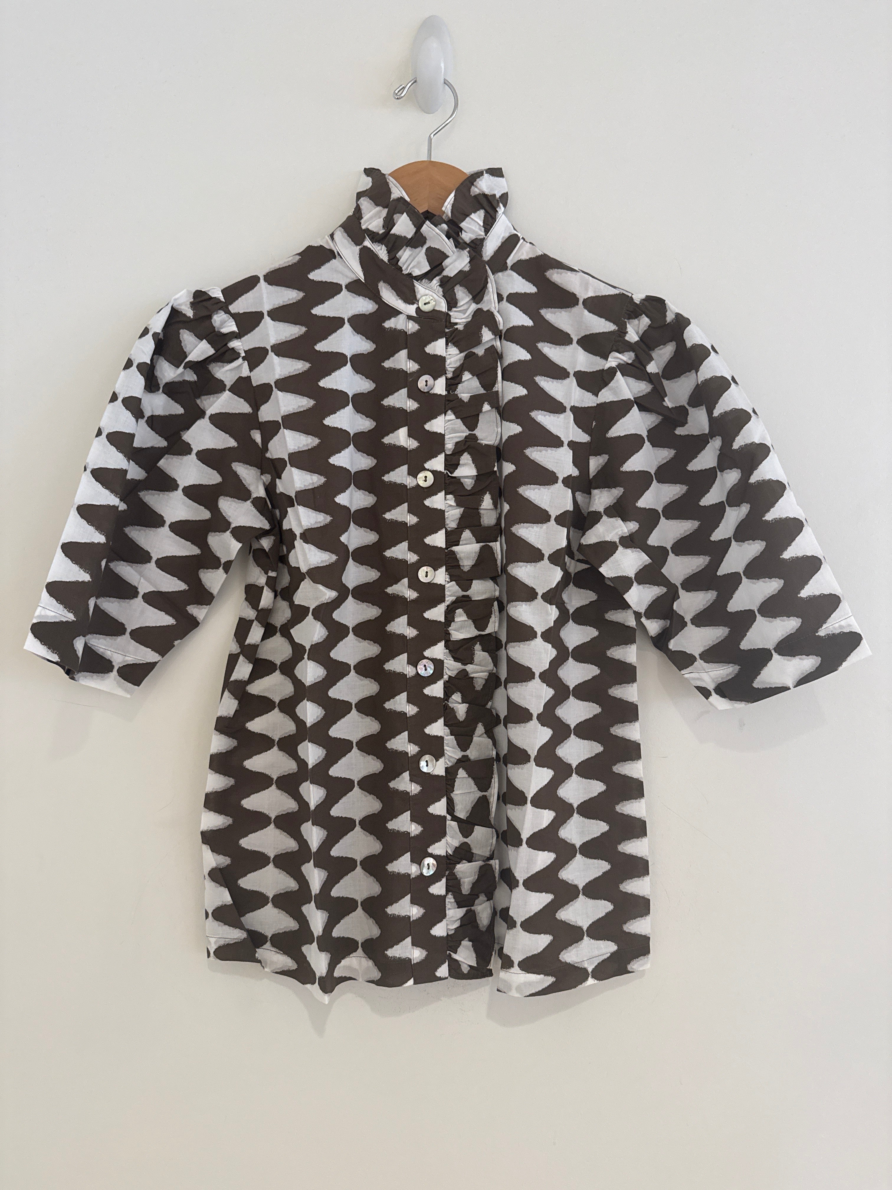 Hope For Flowers Ruffle Front Top Tribal Zig Zag