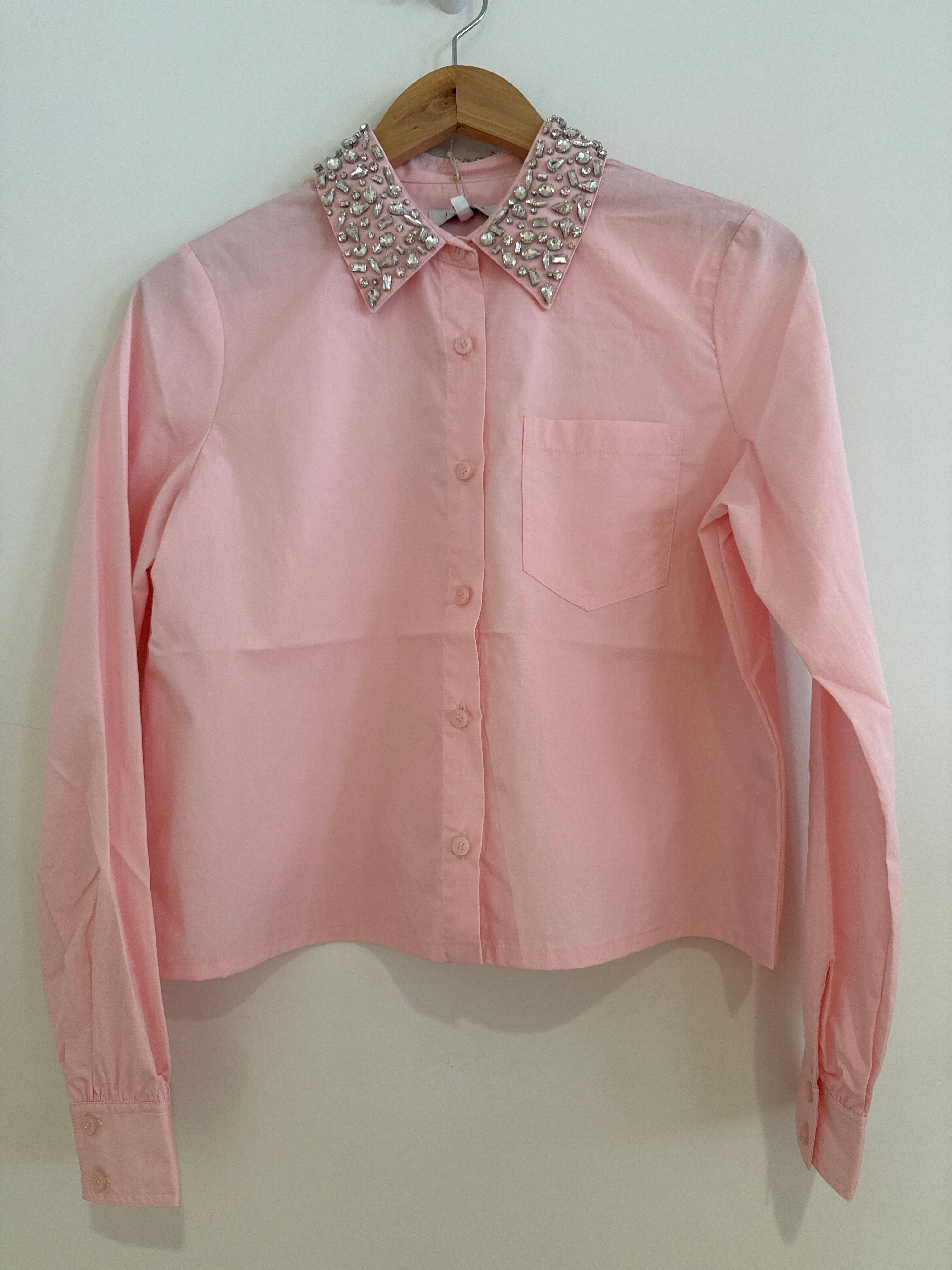 J Society Jeweled Collar Top Pink
